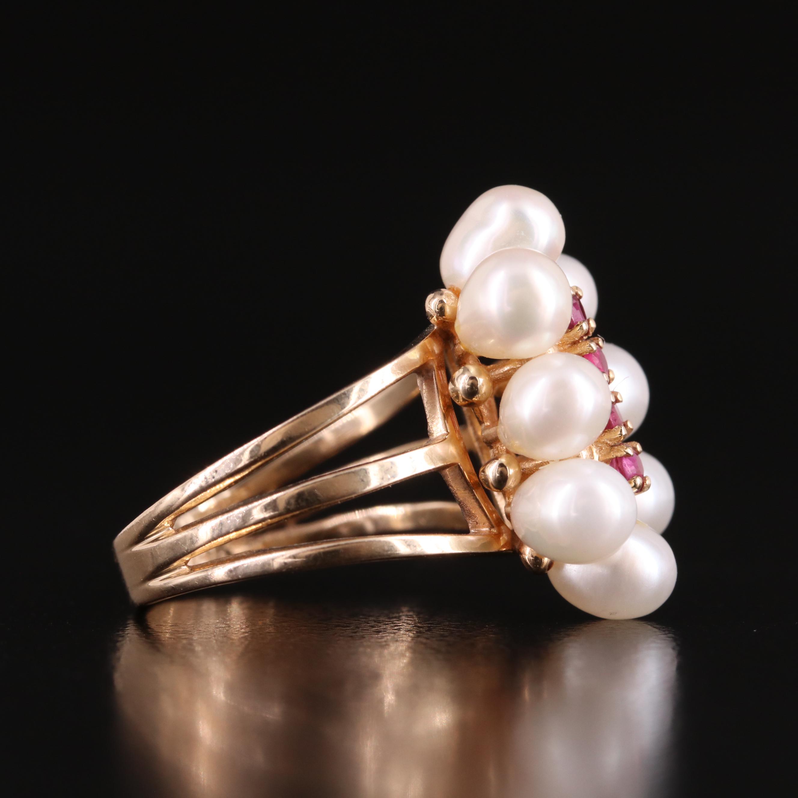 14K  Pearl and Ruby Ring