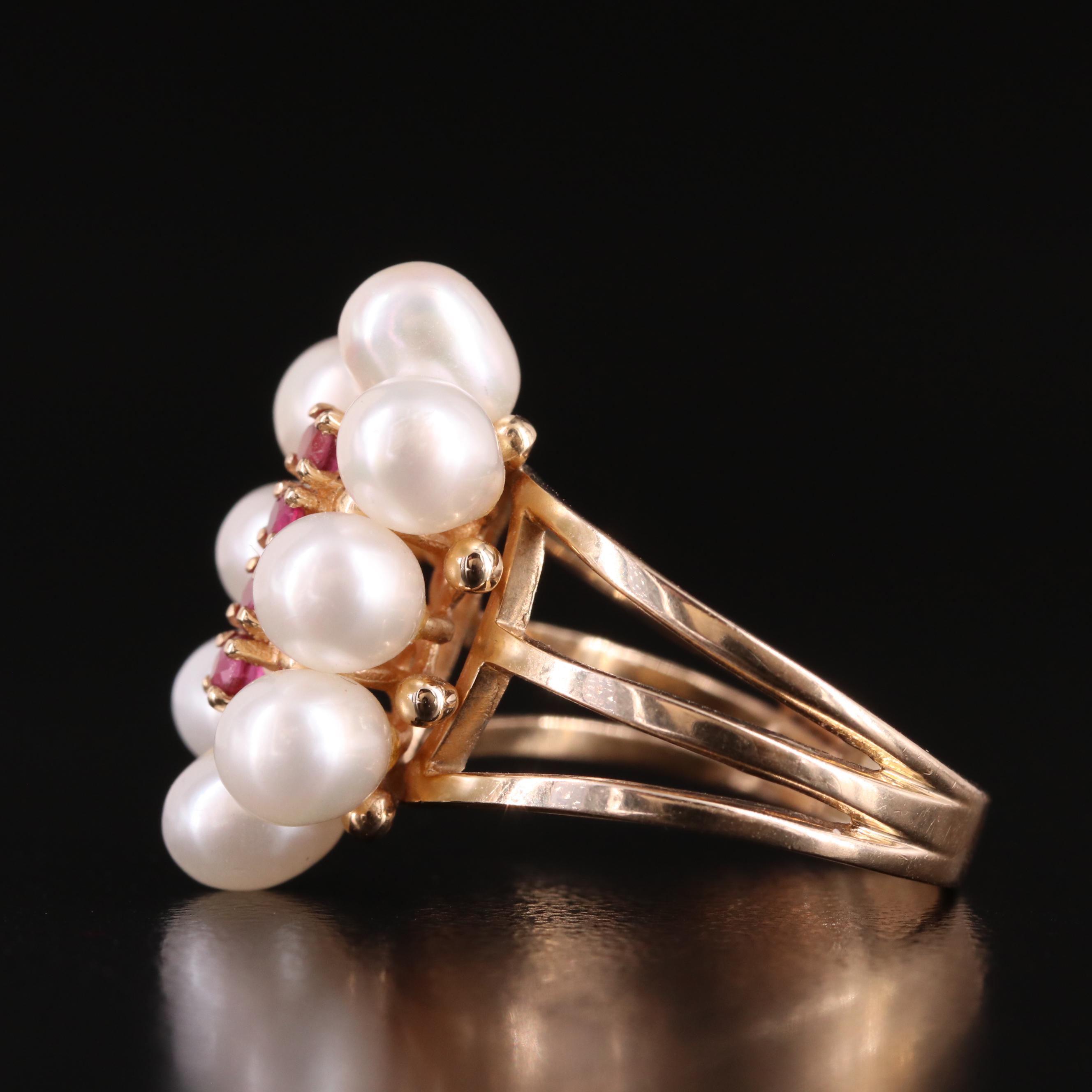 14K  Pearl and Ruby Ring