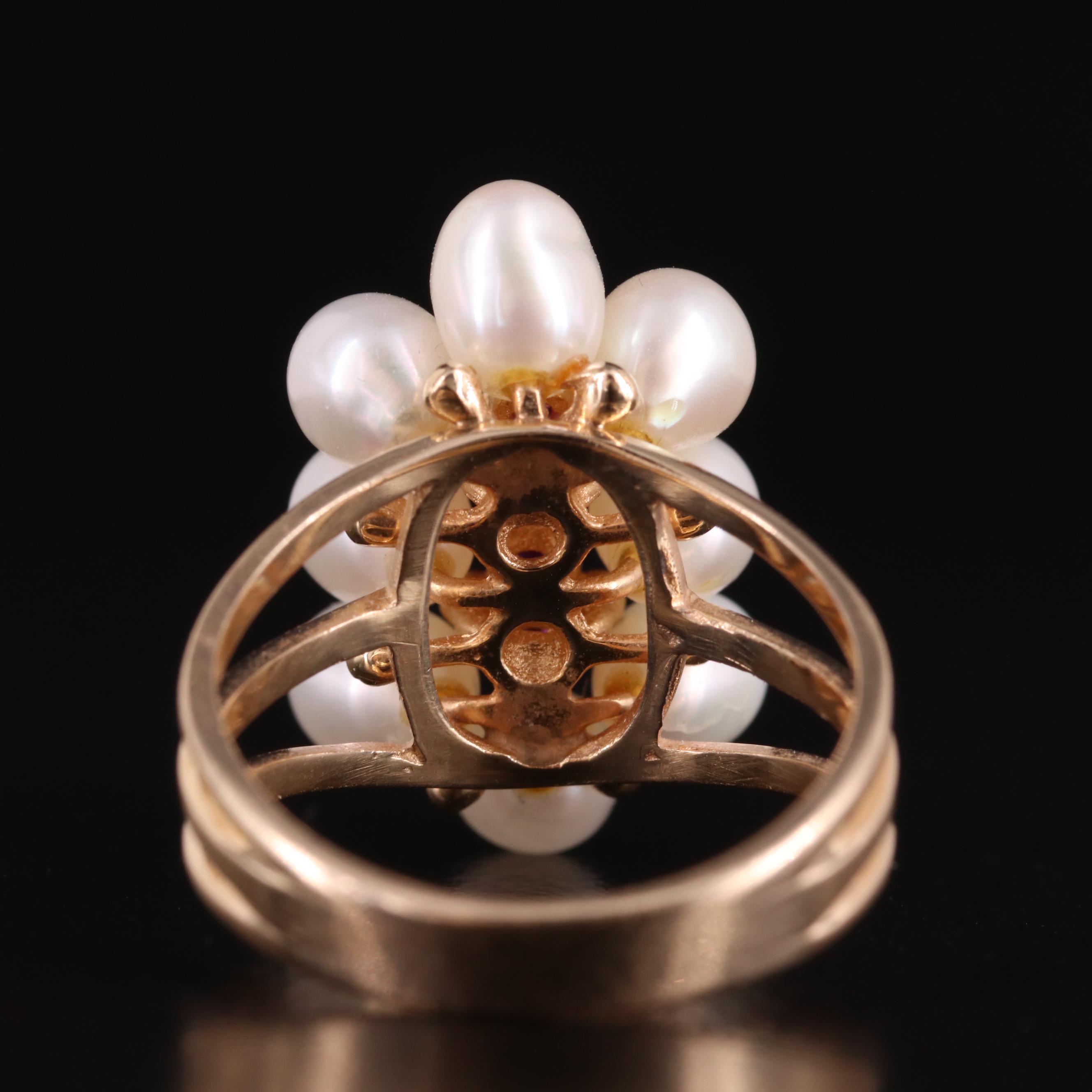 14K  Pearl and Ruby Ring