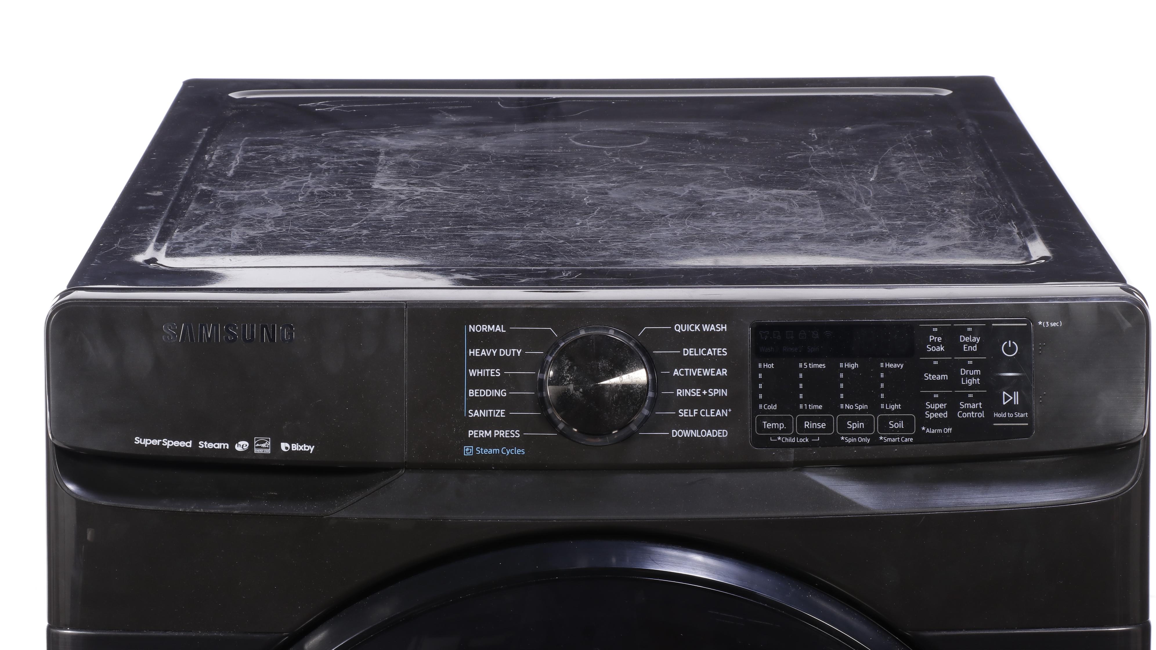 Samsung 5.0 Cu. Ft. Smart Front Load Washer, Pedestal and GE 7.8 Cu. Ft. Dryer