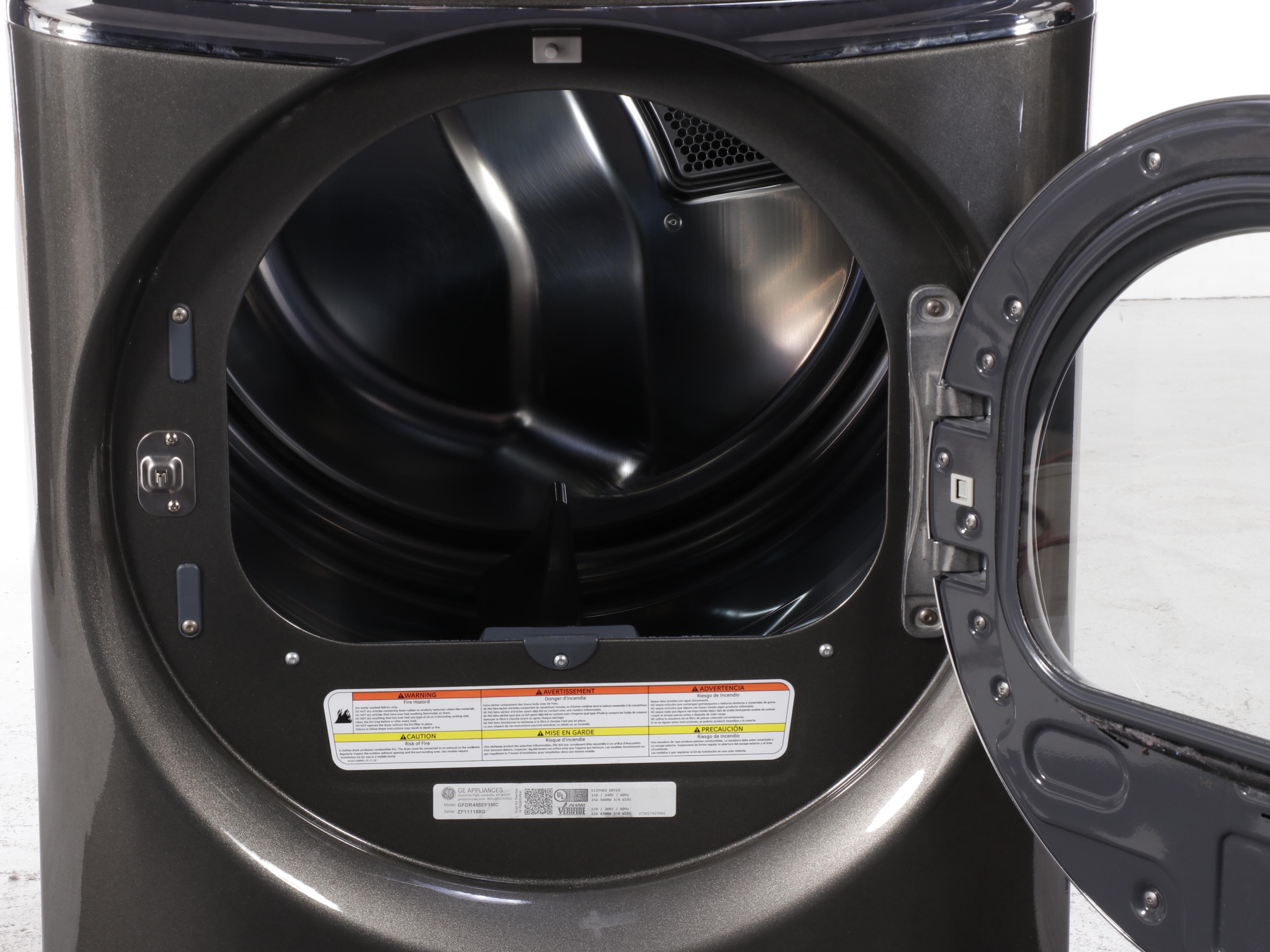 Samsung 5.0 Cu. Ft. Smart Front Load Washer, Pedestal and GE 7.8 Cu. Ft. Dryer