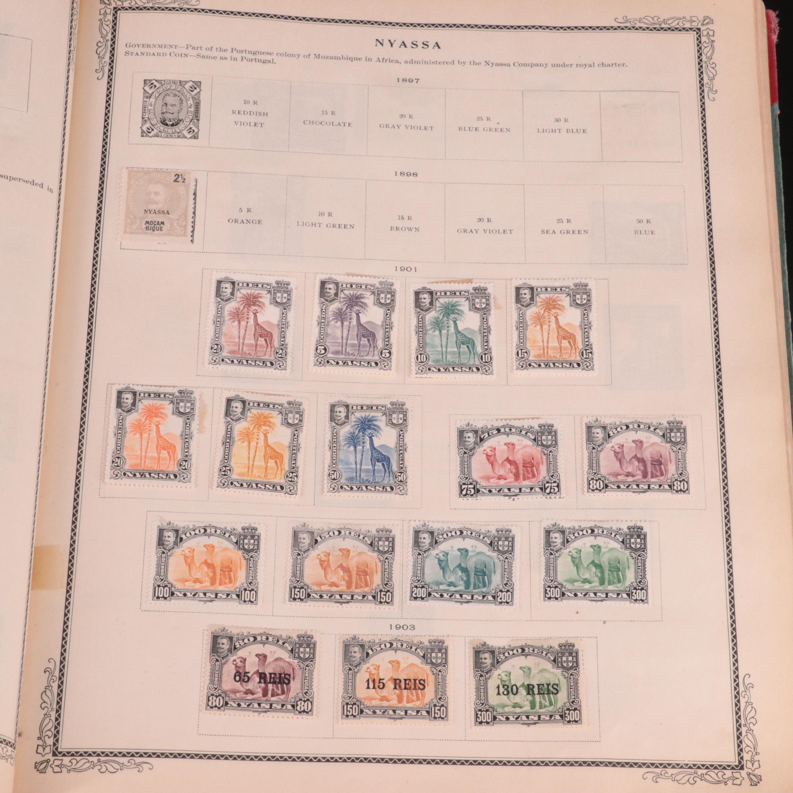 1921 Scott International Stamp Album With a World Wide Collection of Stamps
