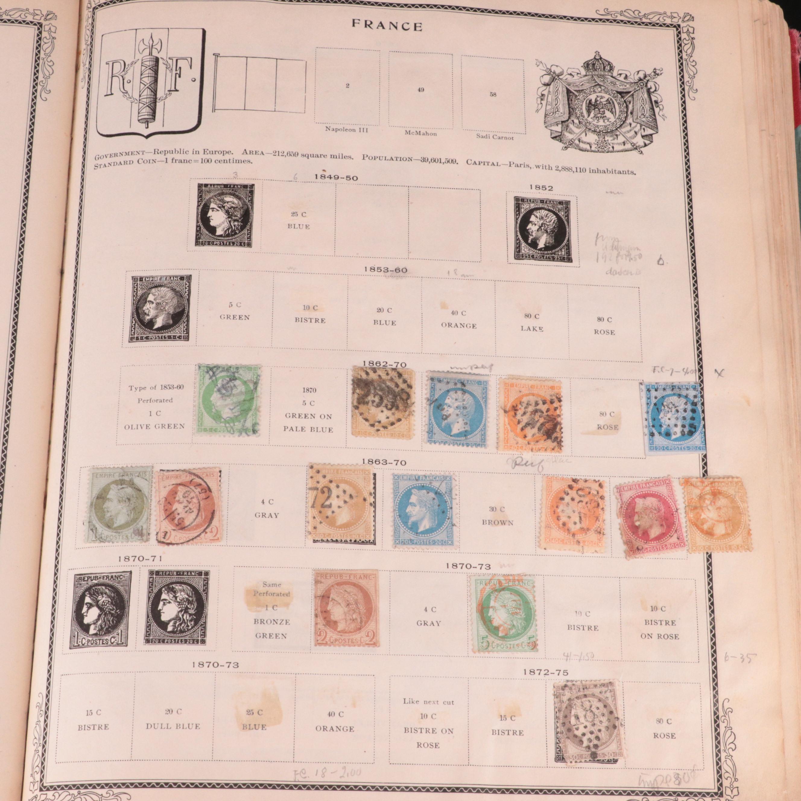 1921 Scott International Stamp Album With a World Wide Collection of Stamps