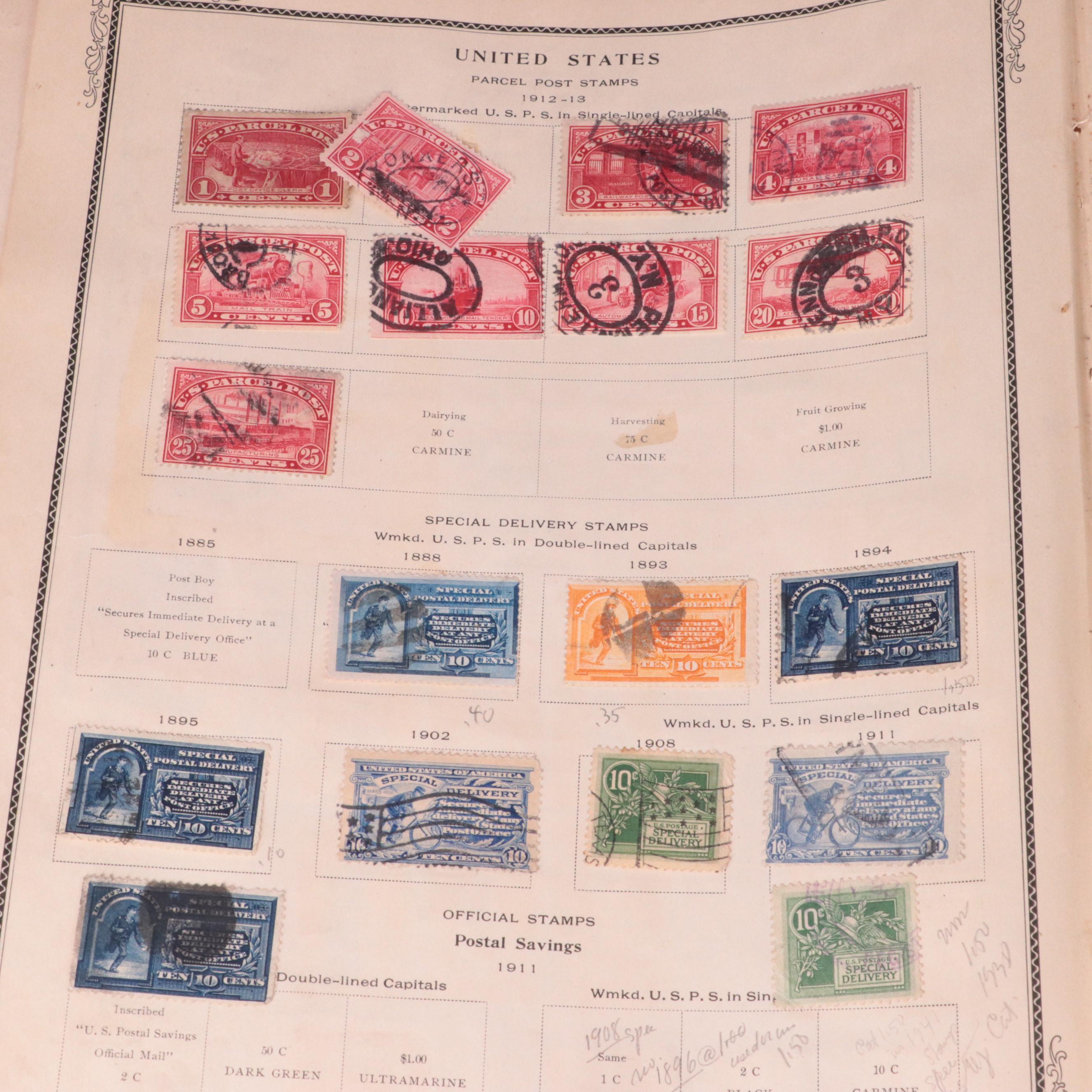 1921 Scott International Stamp Album With a World Wide Collection of Stamps