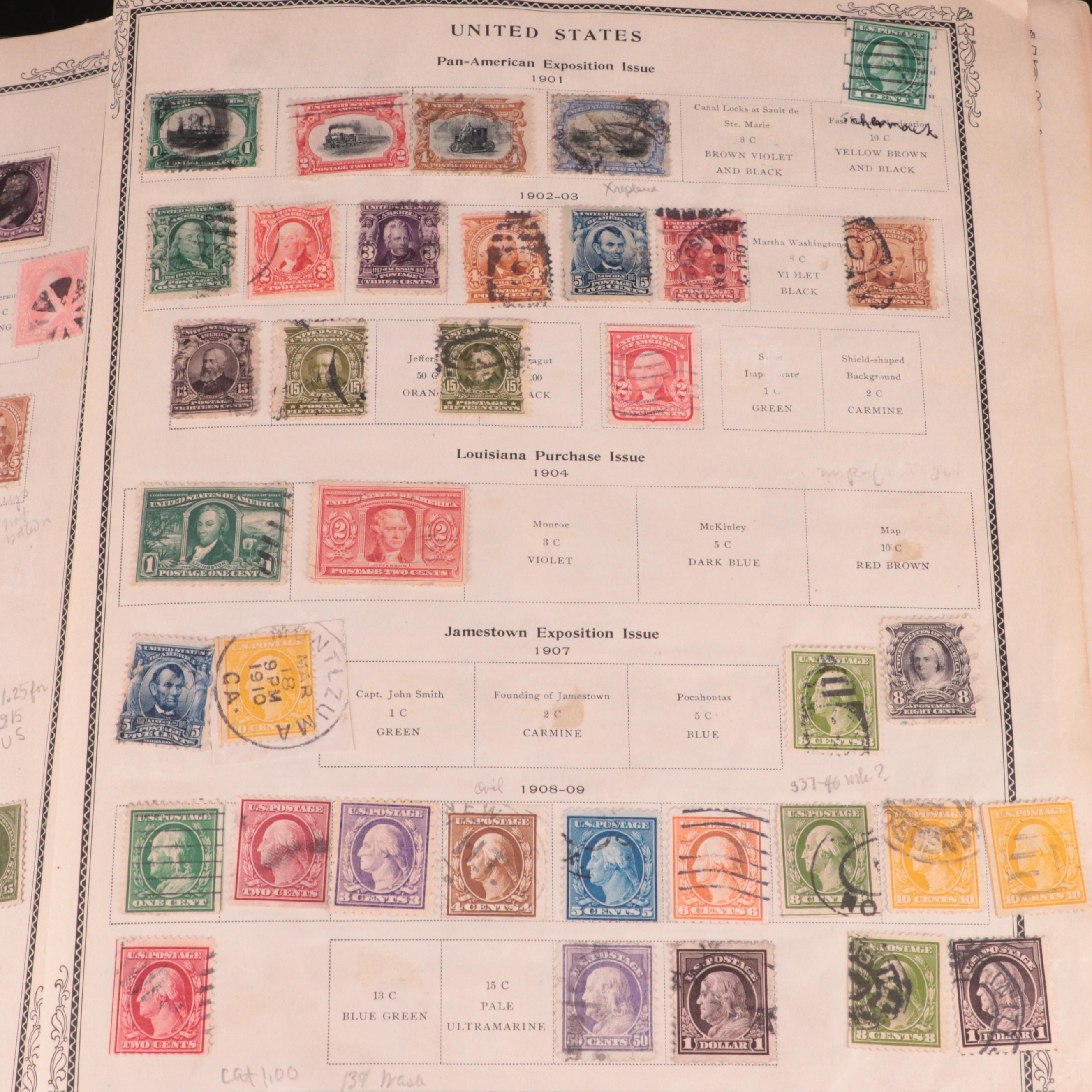 1921 Scott International Stamp Album With a World Wide Collection of Stamps