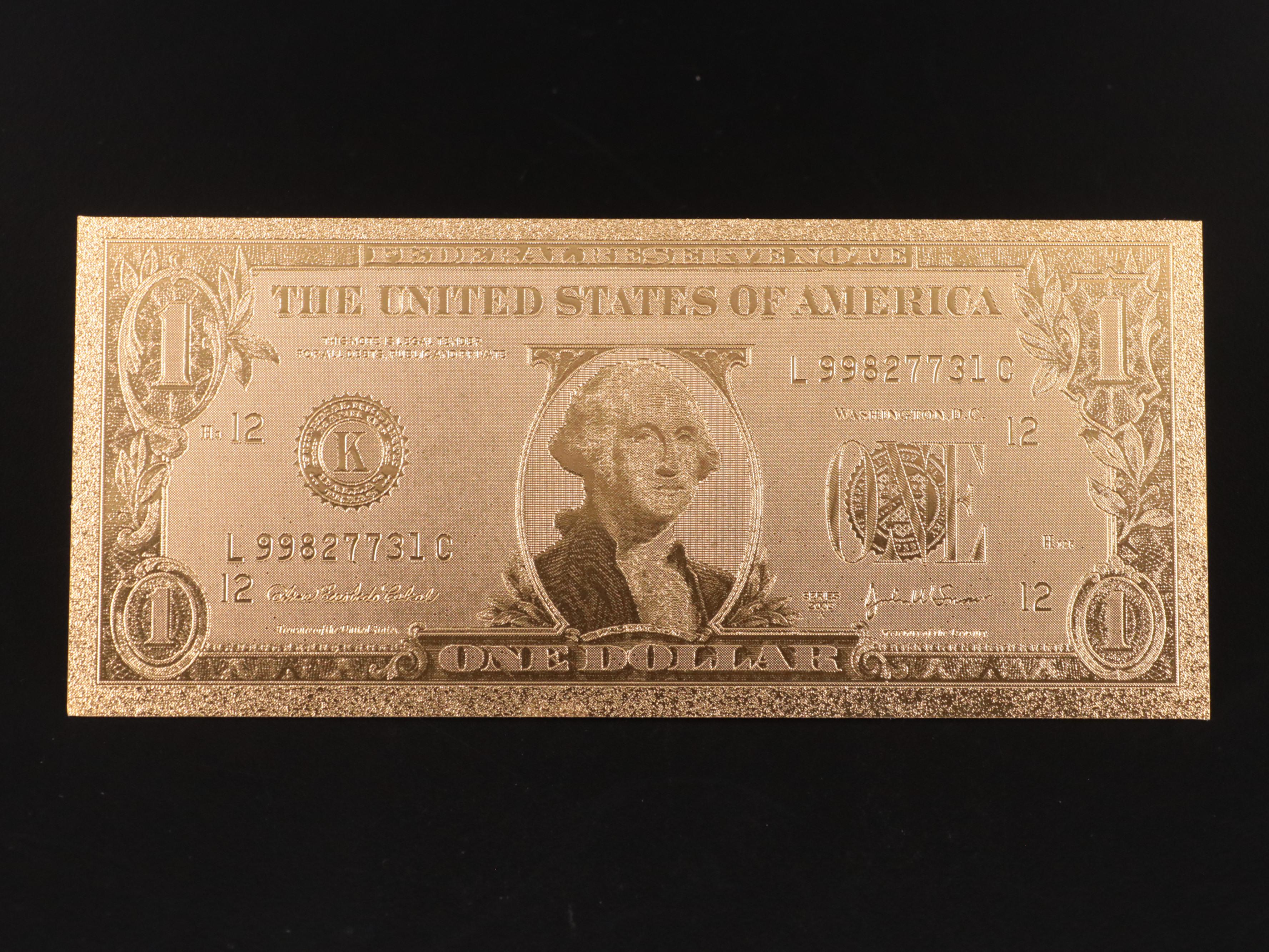 Collection of Seven 24k Gold Foil U.S. Currency Fantasy Notes