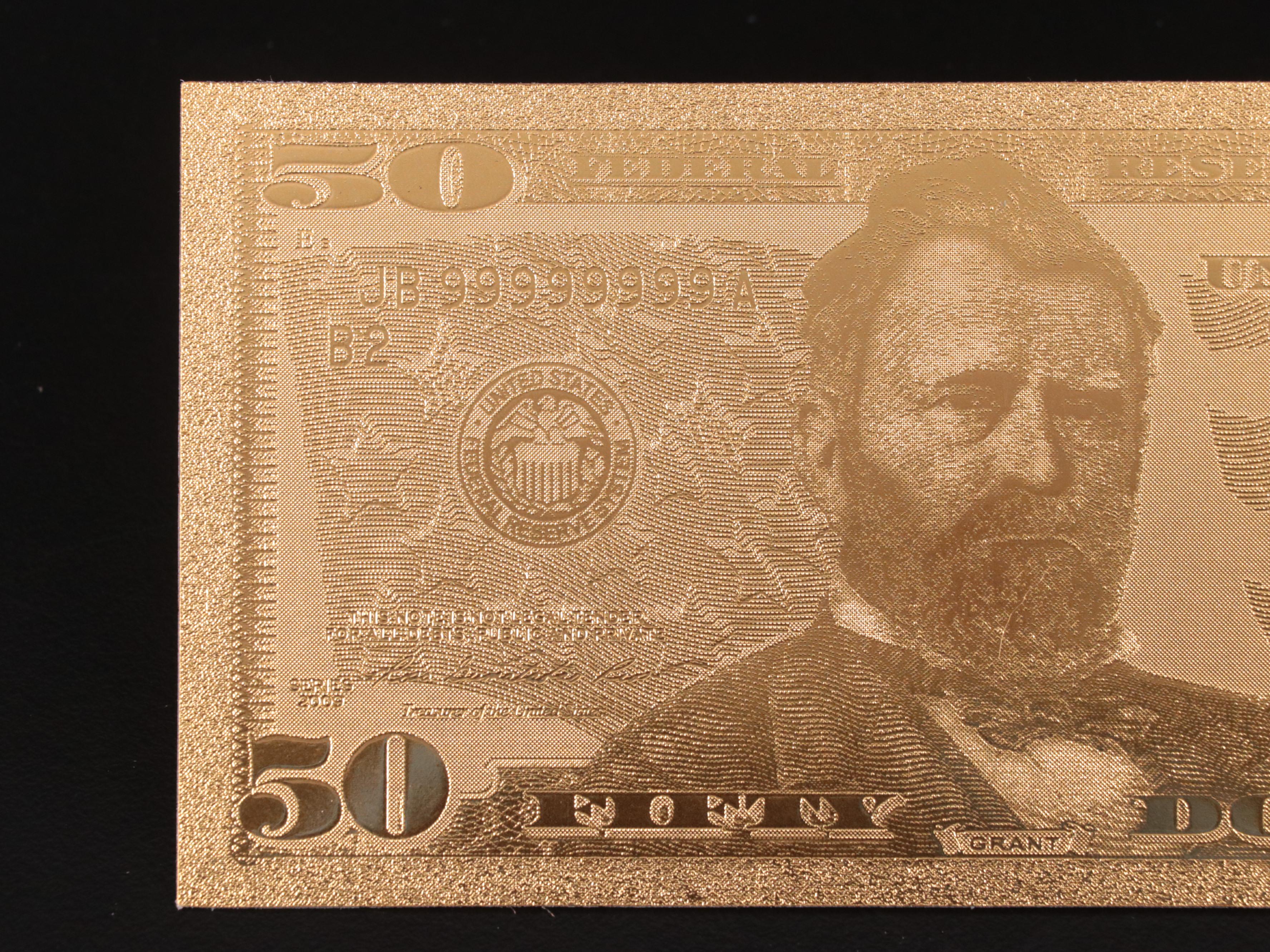 Collection of Seven 24k Gold Foil U.S. Currency Fantasy Notes