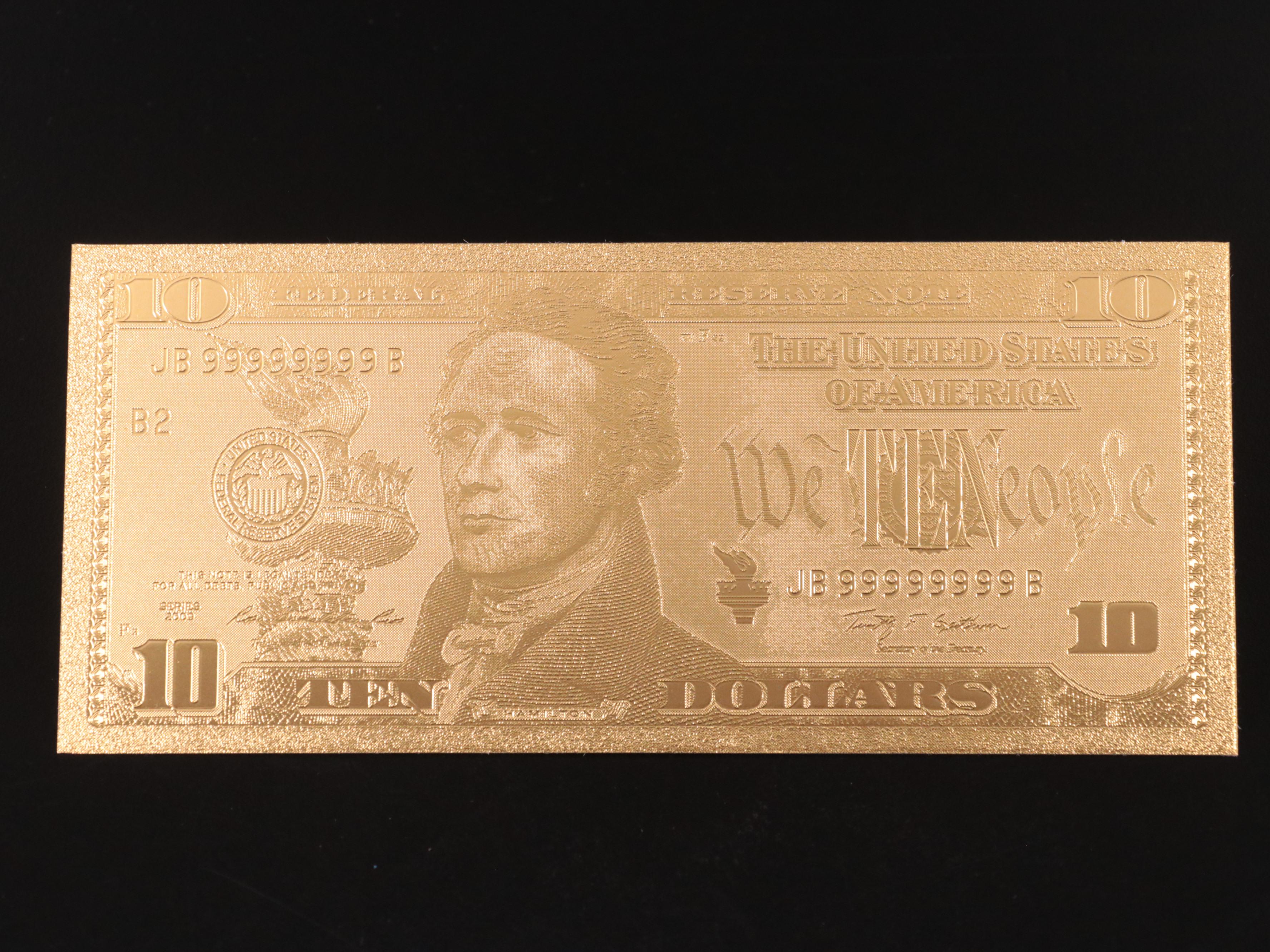 Collection of Seven 24k Gold Foil U.S. Currency Fantasy Notes
