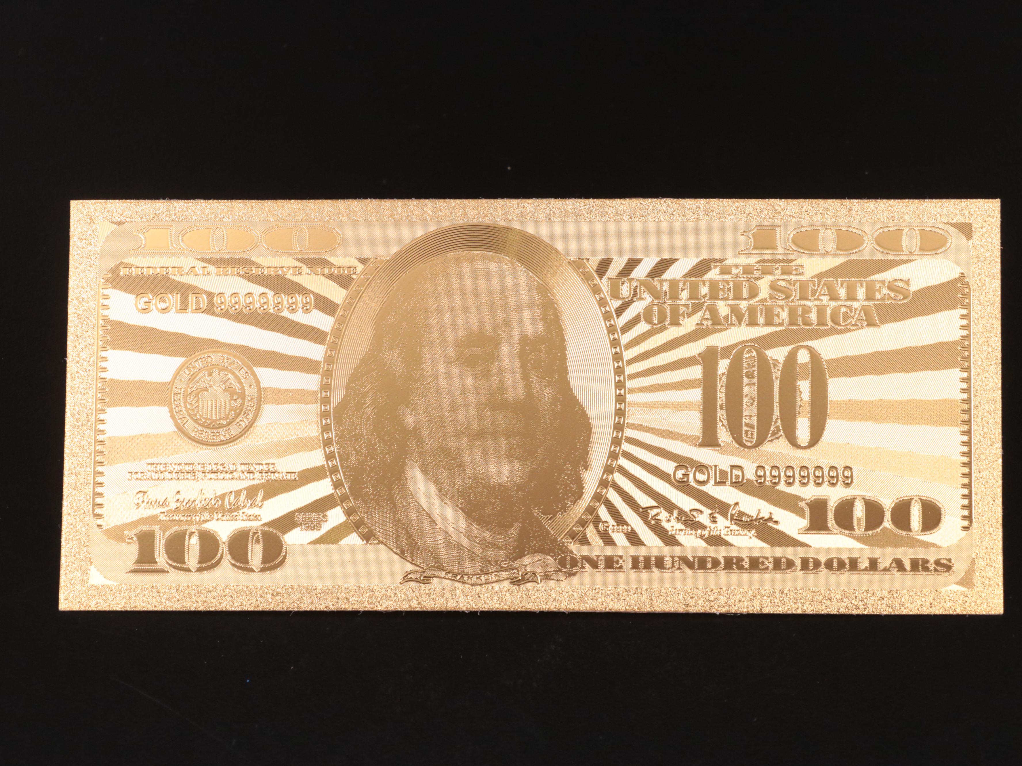 Collection of Seven 24k Gold Foil U.S. Currency Fantasy Notes