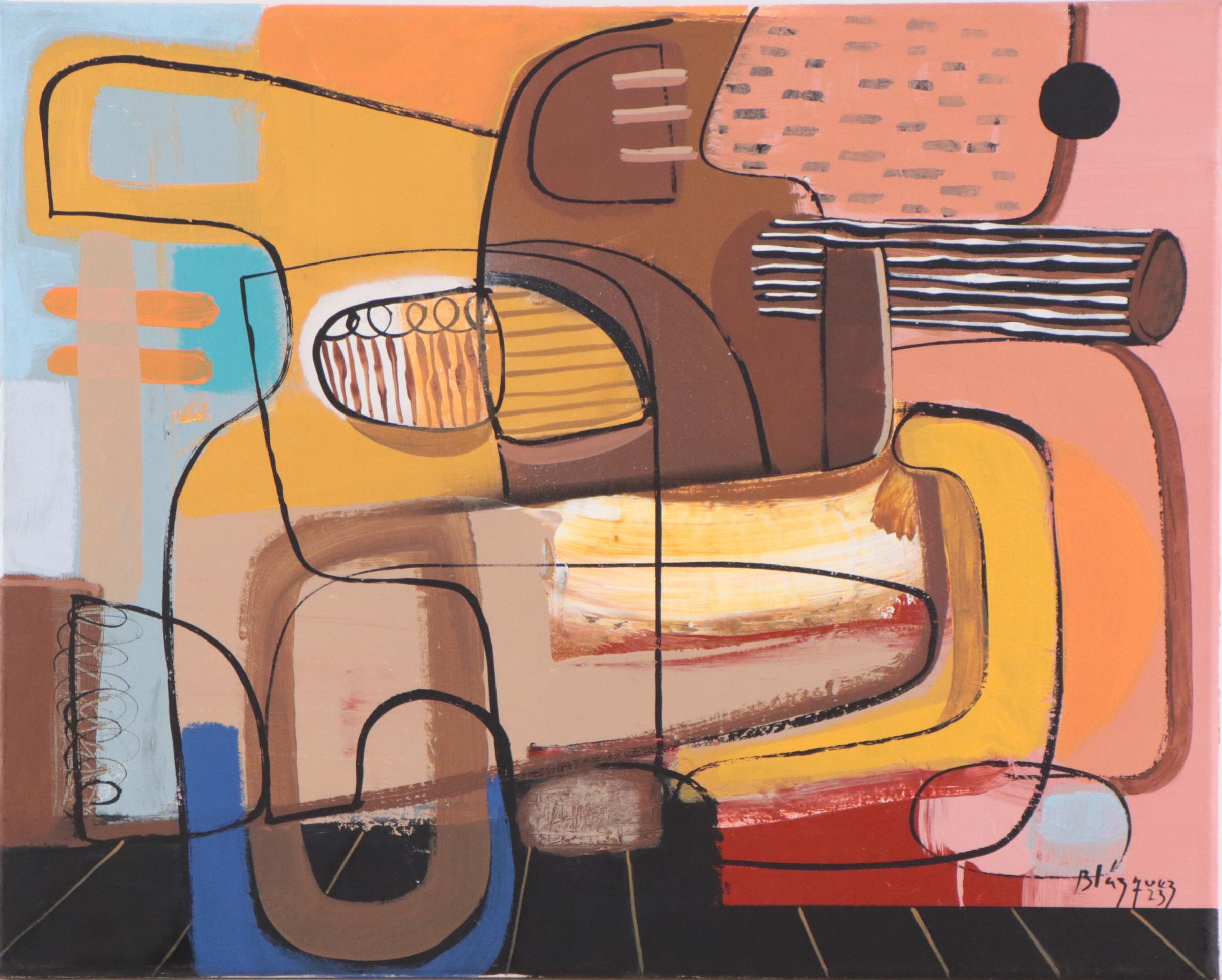 Michael Blazquez Abstract Mixed Media Painting, 2023