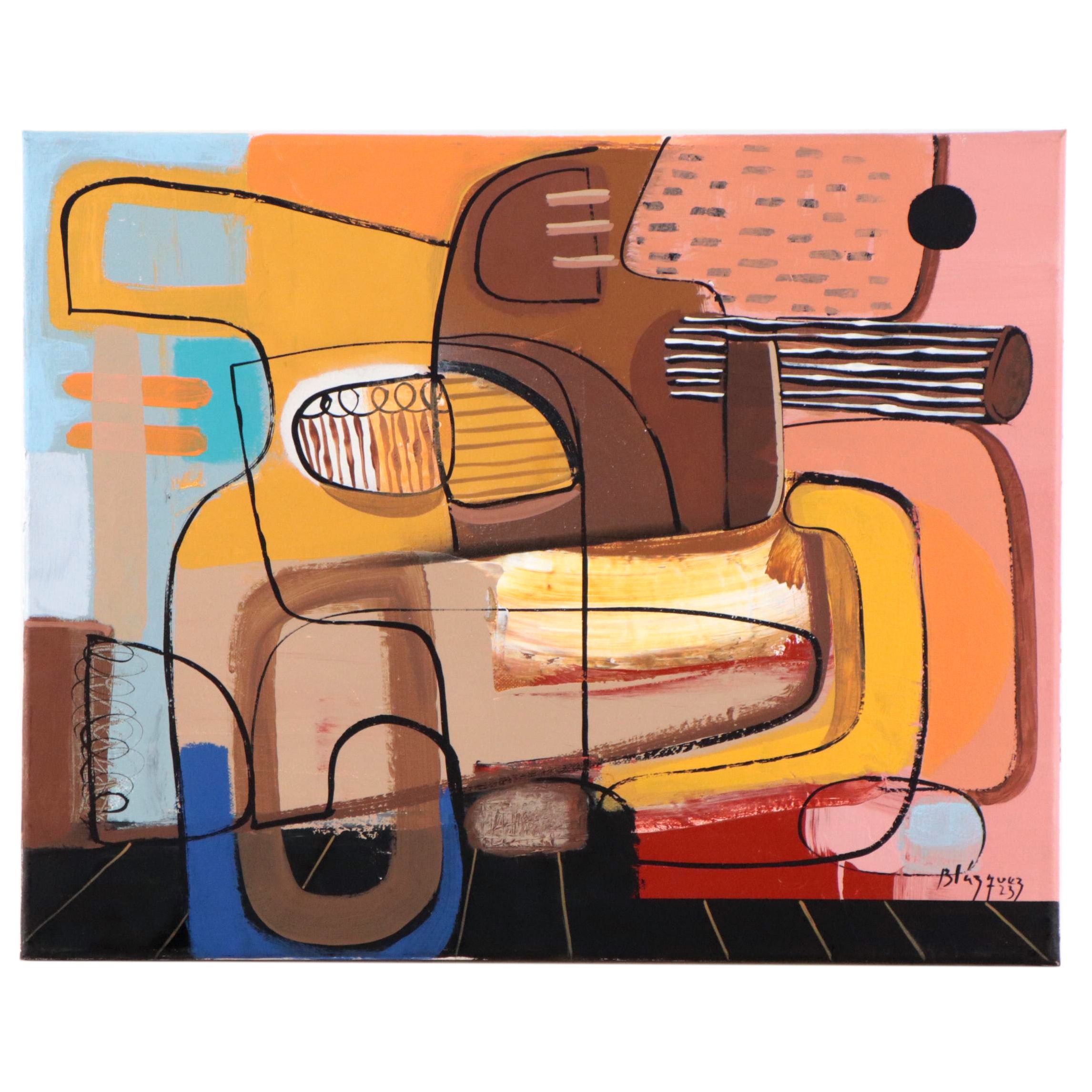 Michael Blazquez Abstract Mixed Media Painting, 2023