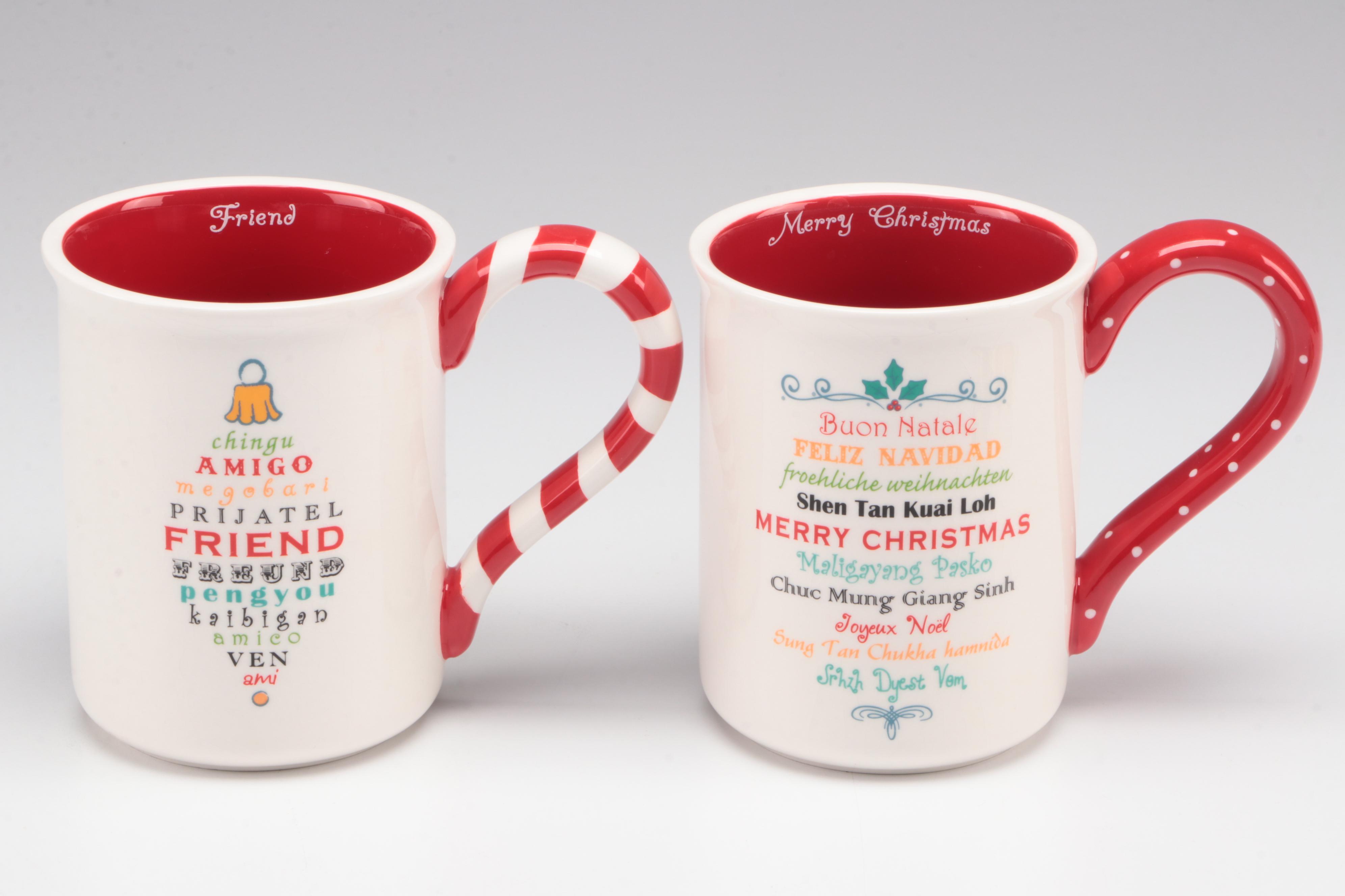 Spode "Christmas Tree" Glass Pitcher with Christmas Pitcher, Mugs and Ornaments