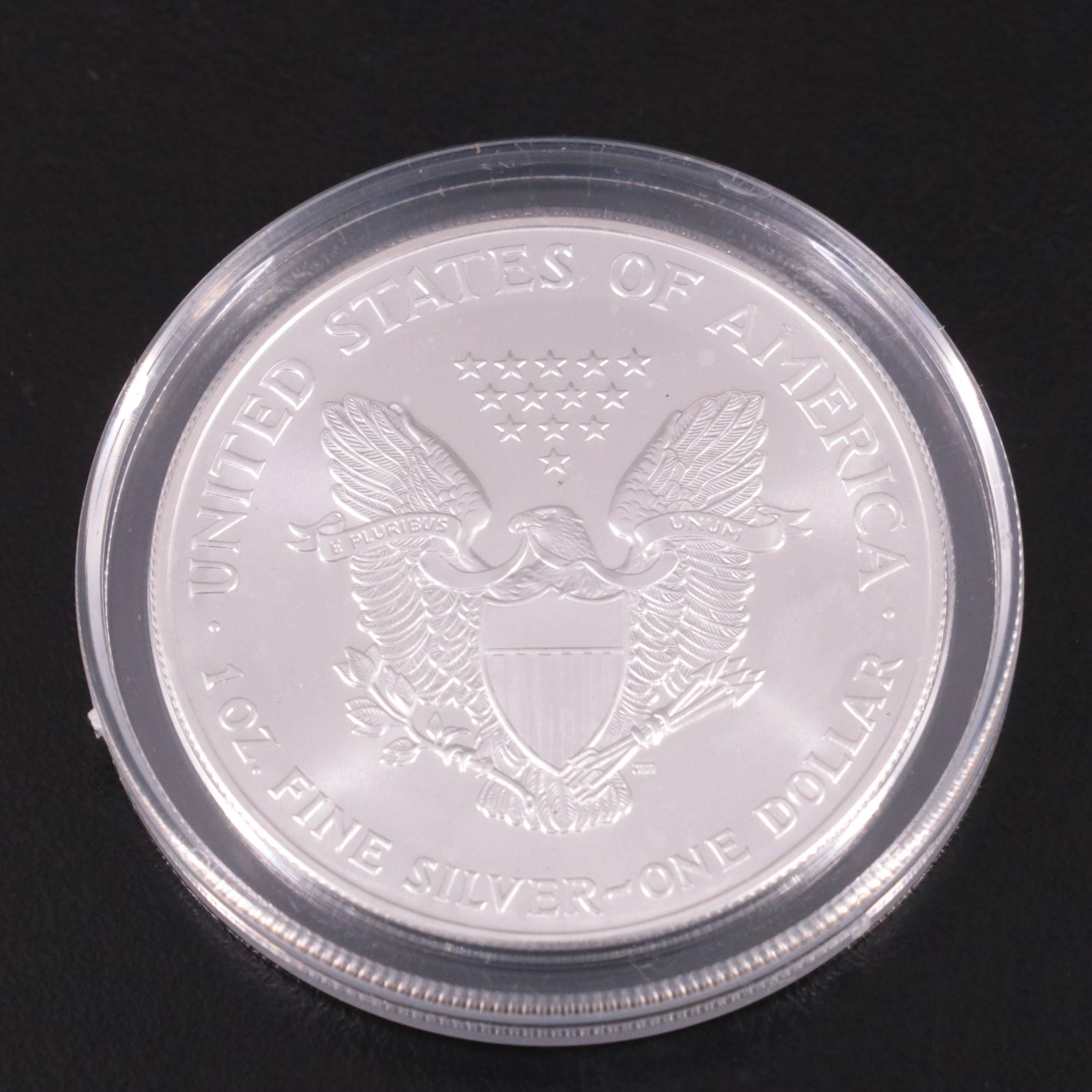 2000 Colorized American Silver Eagle and Three Fantasy Base Metal Gold Coins