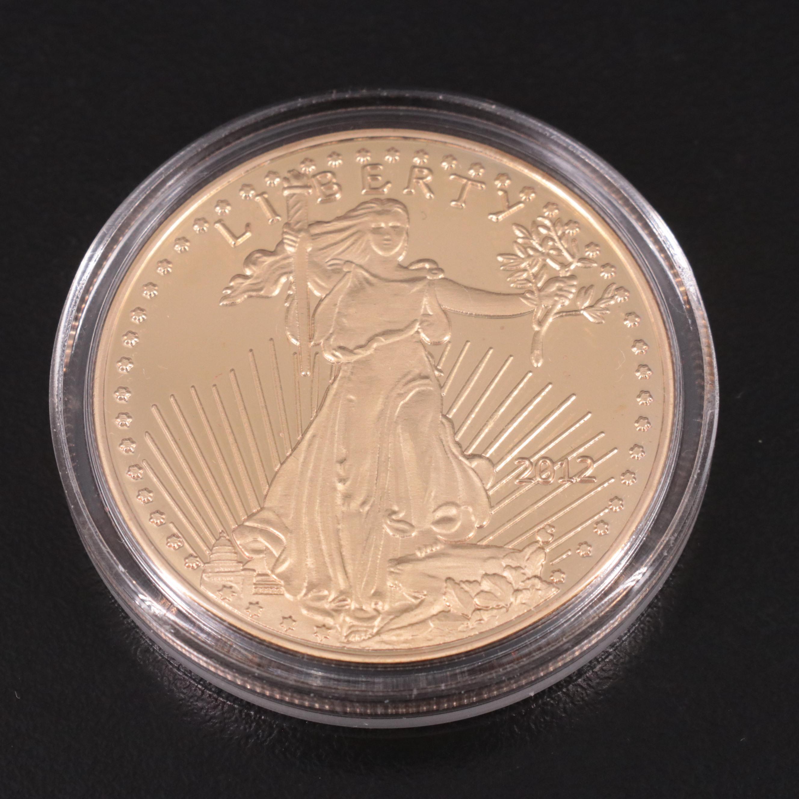 2000 Colorized American Silver Eagle and Three Fantasy Base Metal Gold Coins