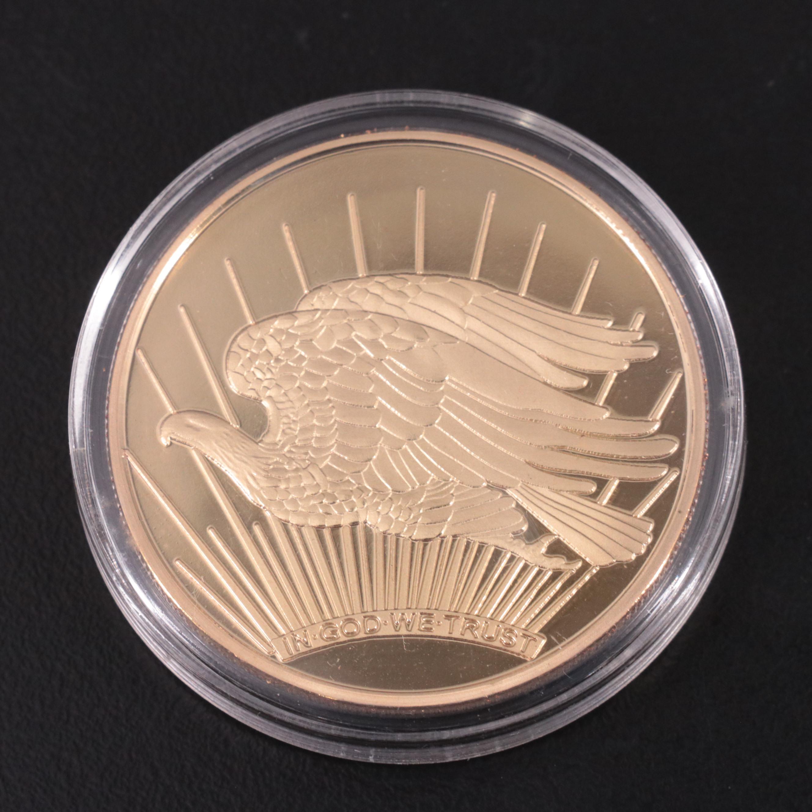 2000 Colorized American Silver Eagle and Three Fantasy Base Metal Gold Coins