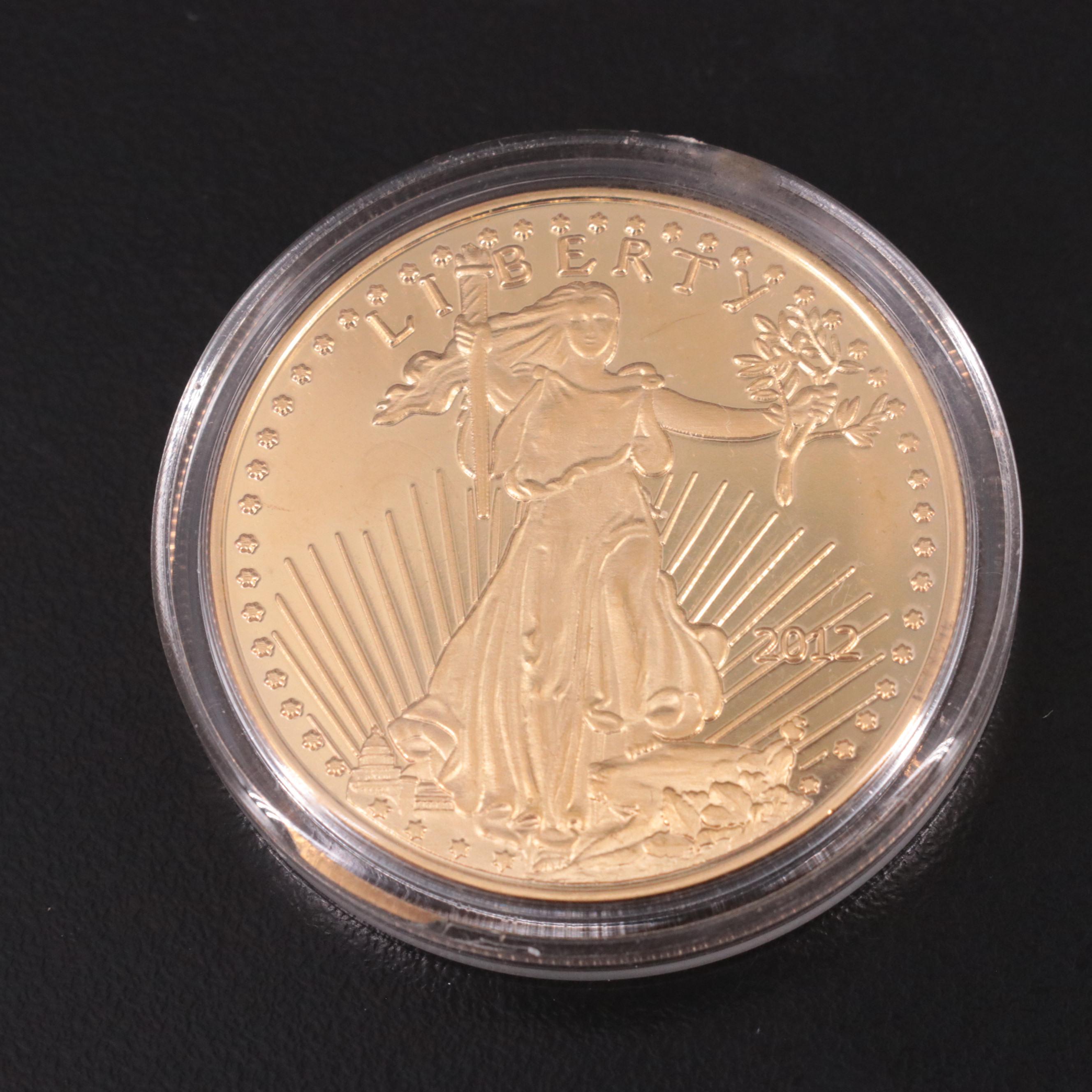 2000 Colorized American Silver Eagle and Three Fantasy Base Metal Gold Coins