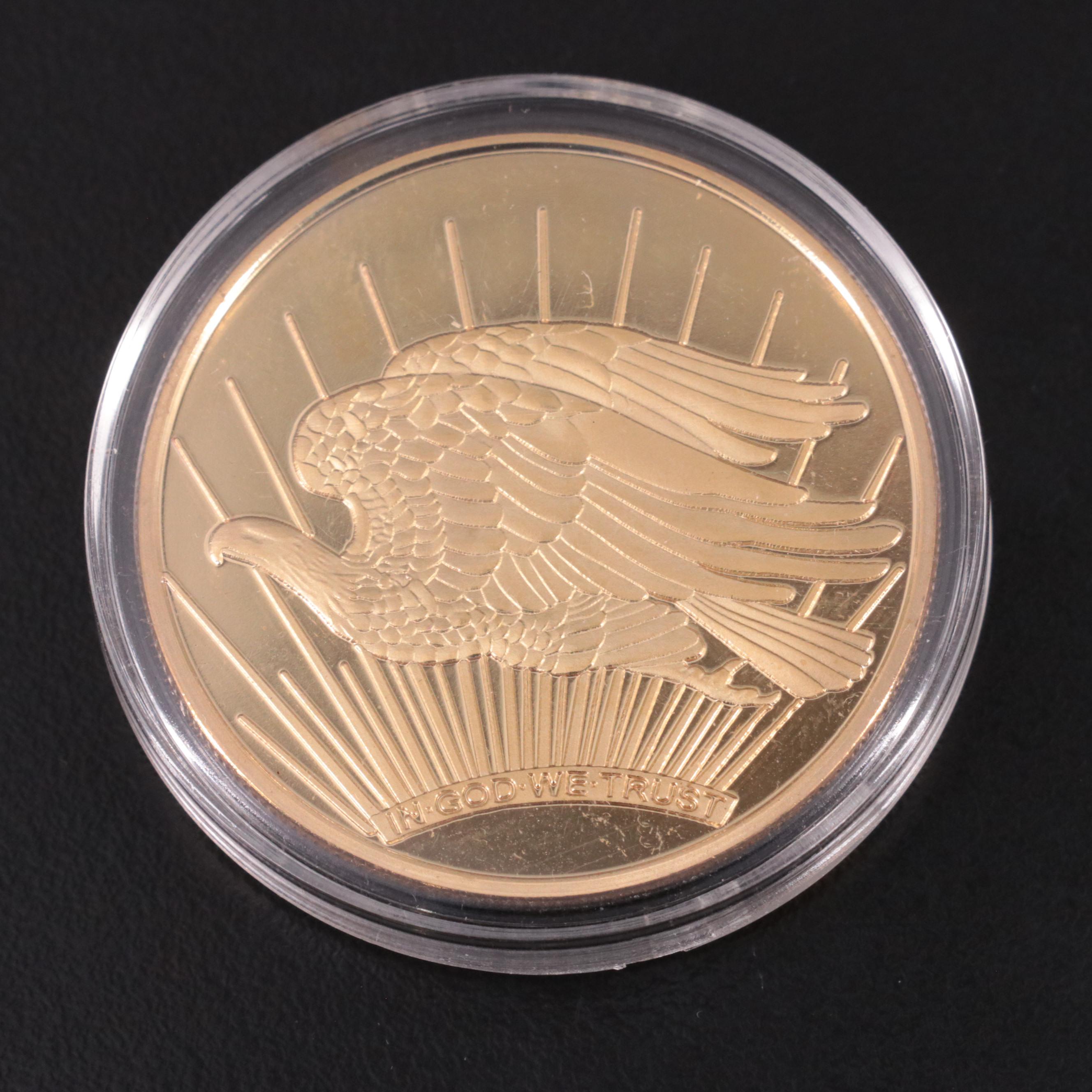 2000 Colorized American Silver Eagle and Three Fantasy Base Metal Gold Coins