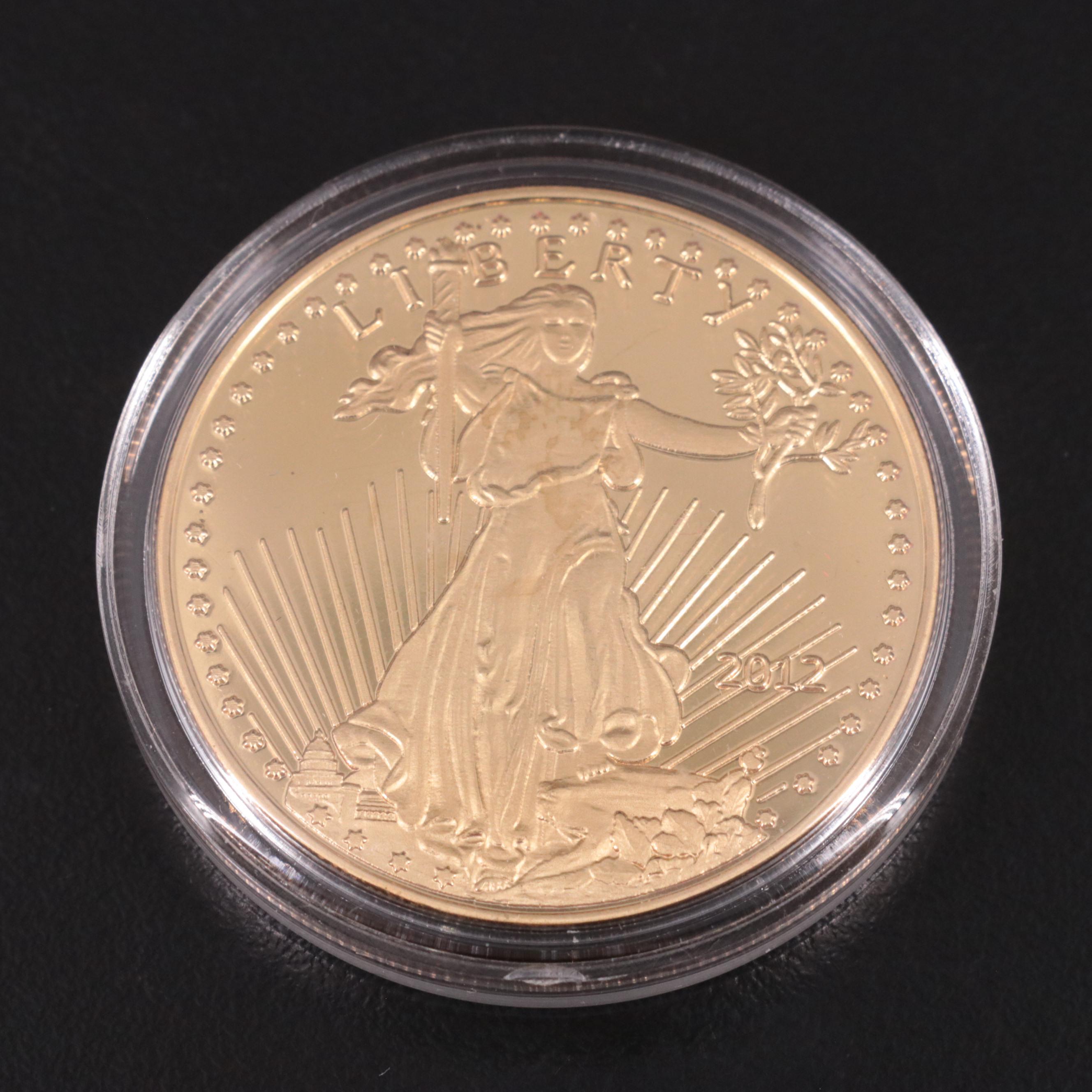 2000 Colorized American Silver Eagle and Three Fantasy Base Metal Gold Coins