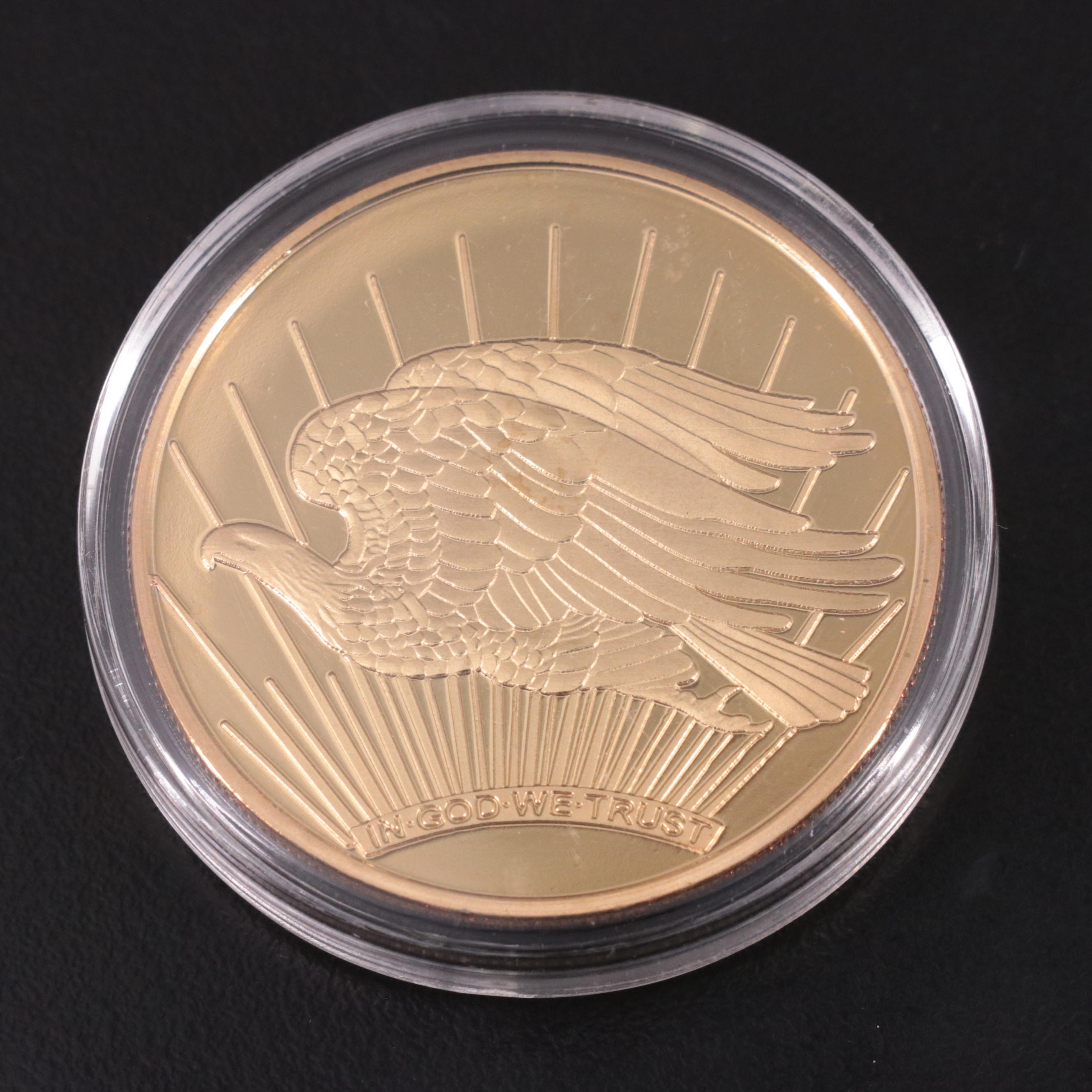 2000 Colorized American Silver Eagle and Three Fantasy Base Metal Gold Coins