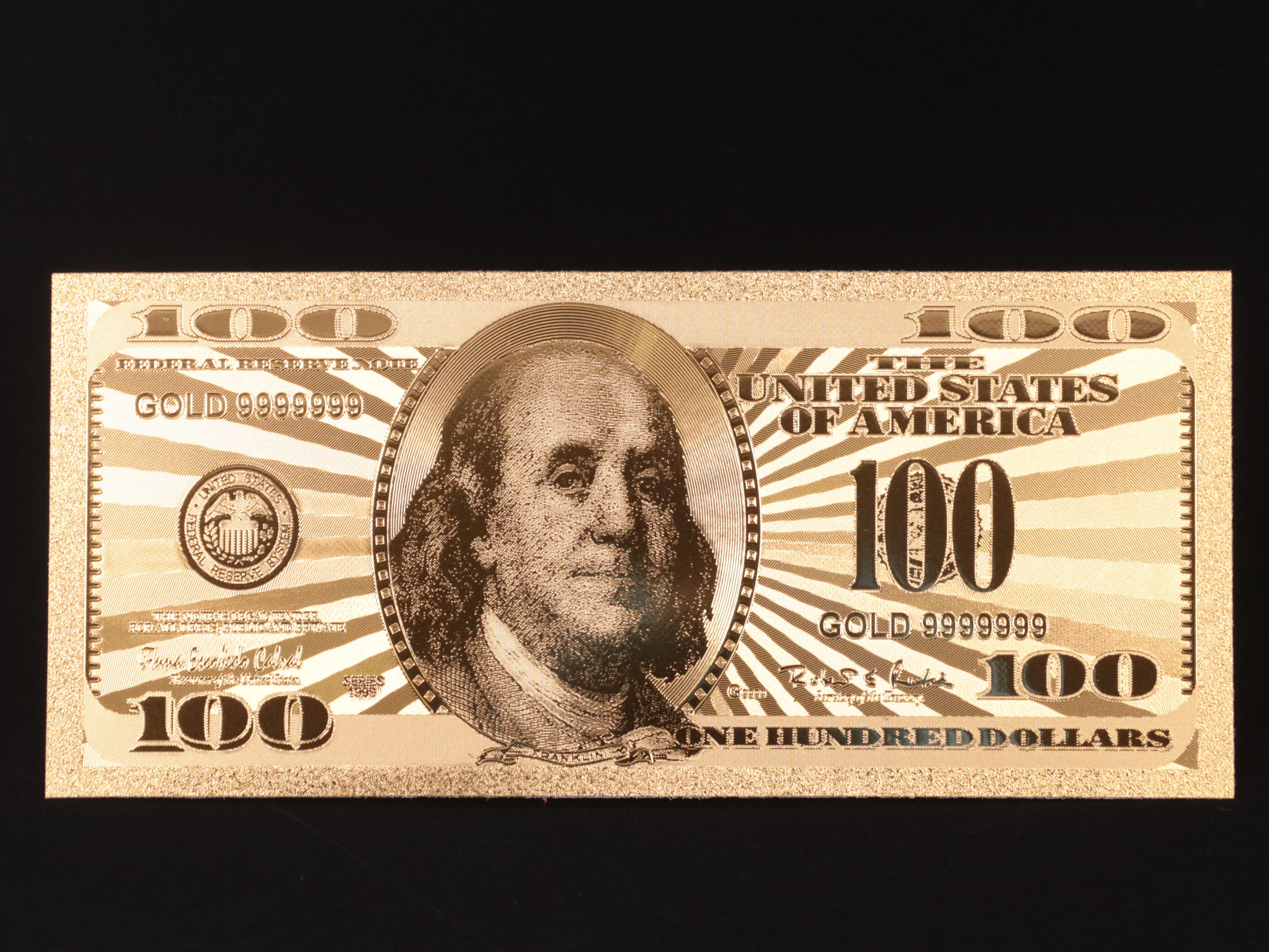 Collection of Seven 24k Gold Foil U.S. Currency Fantasy Notes