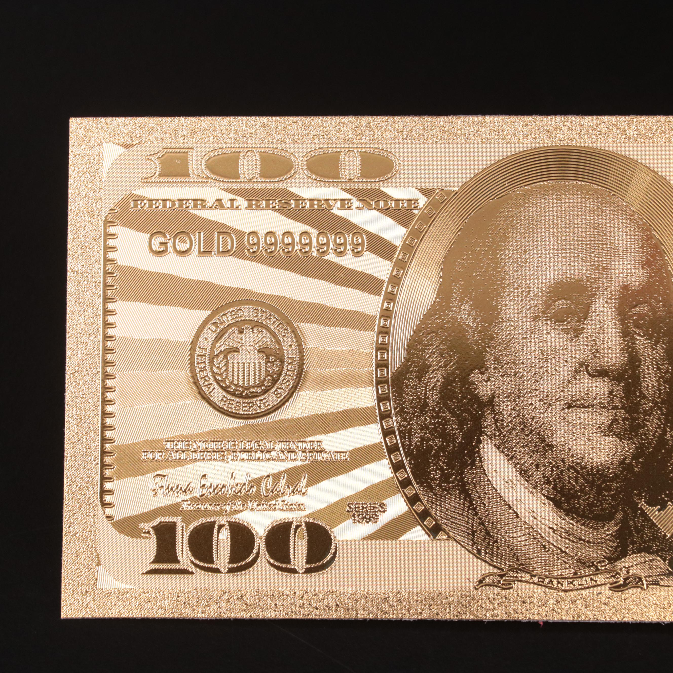 Collection of Seven 24k Gold Foil U.S. Currency Fantasy Notes