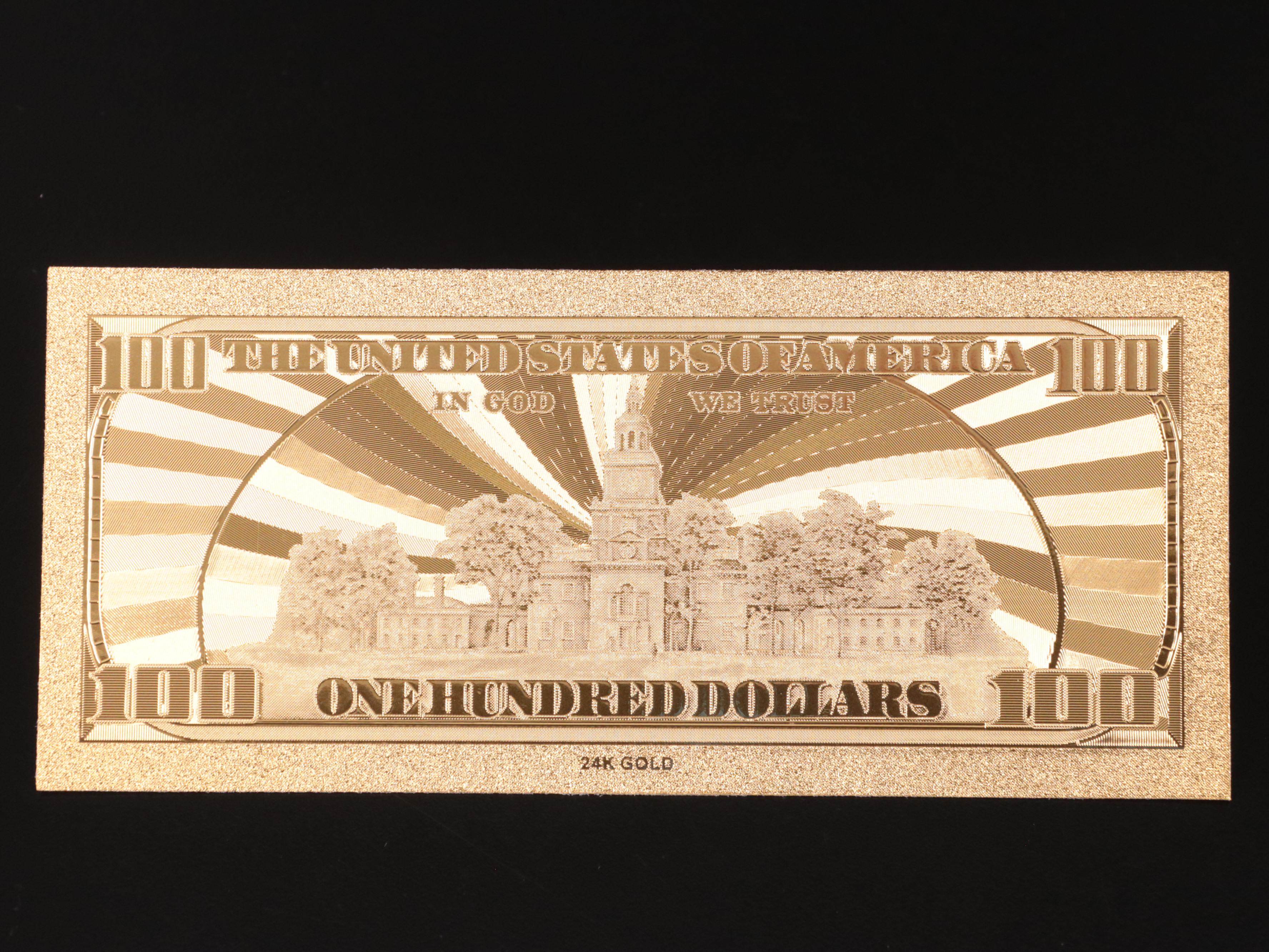 Collection of Seven 24k Gold Foil U.S. Currency Fantasy Notes