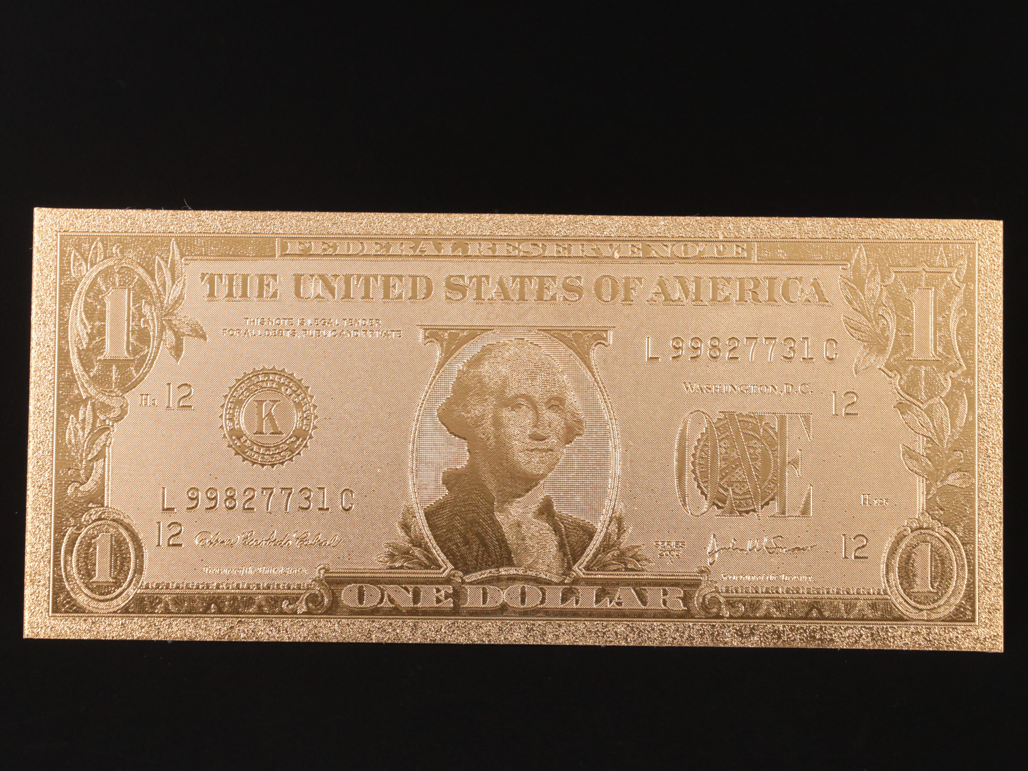 Collection of Seven 24k Gold Foil U.S. Currency Fantasy Notes