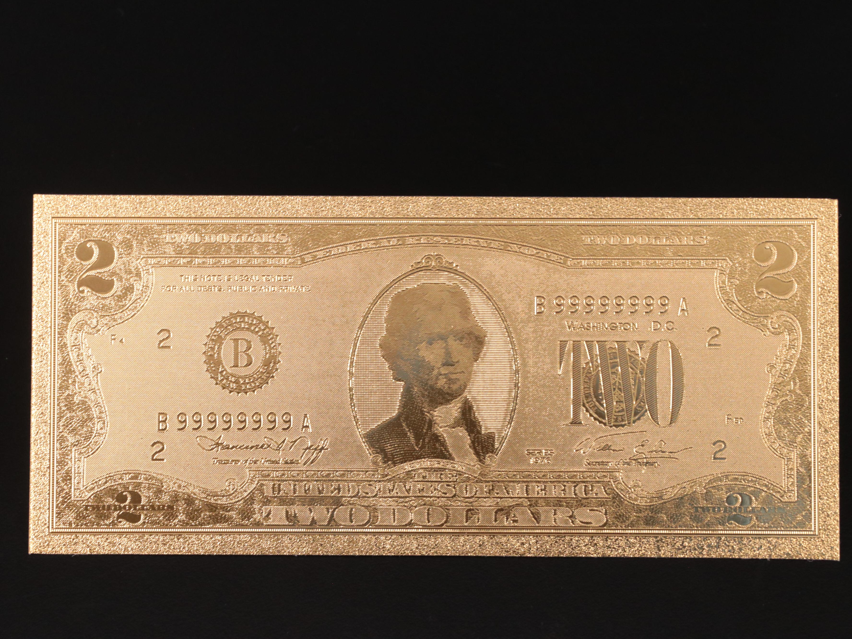 Collection of Seven 24k Gold Foil U.S. Currency Fantasy Notes