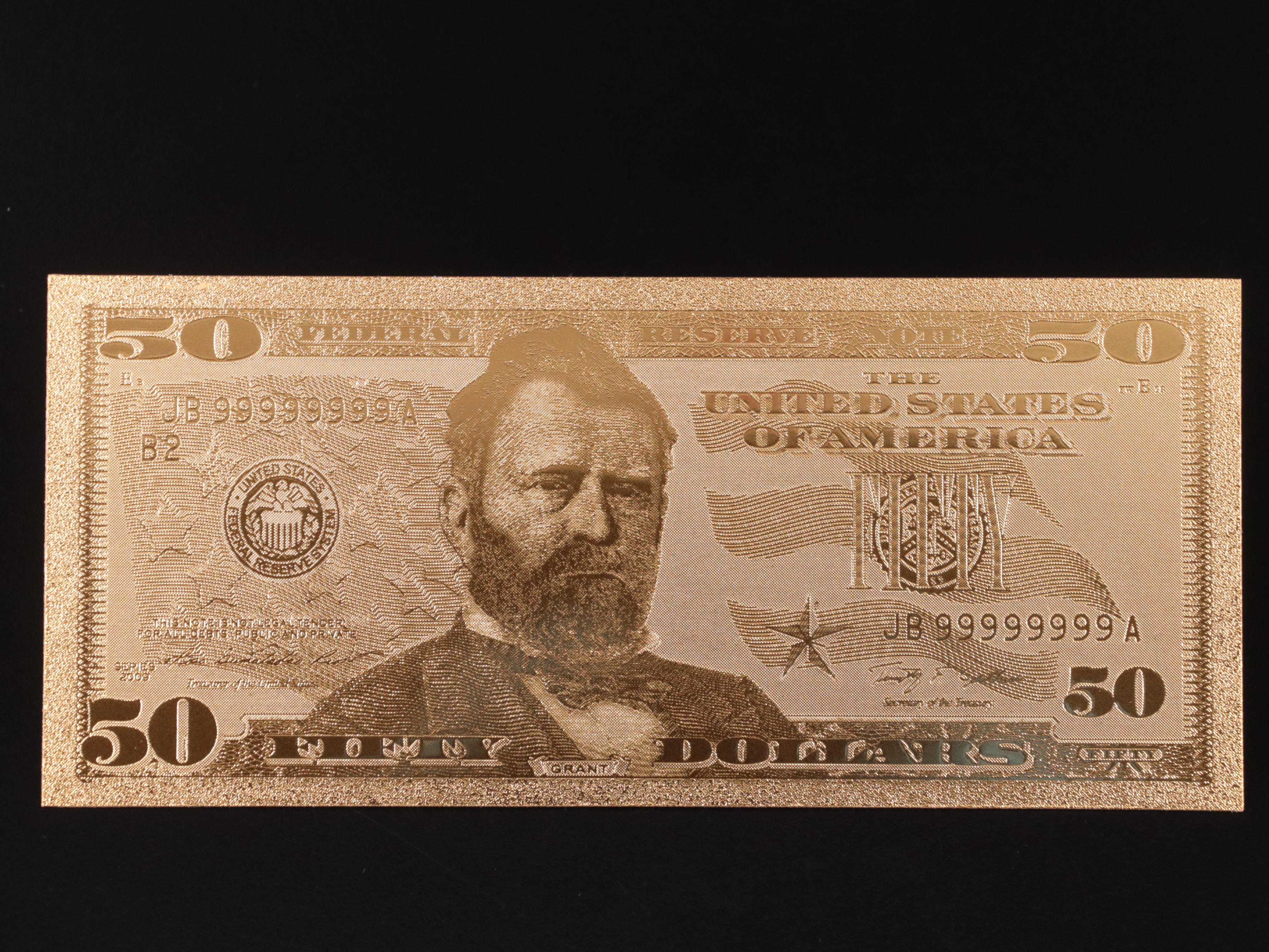 Collection of Seven 24k Gold Foil U.S. Currency Fantasy Notes