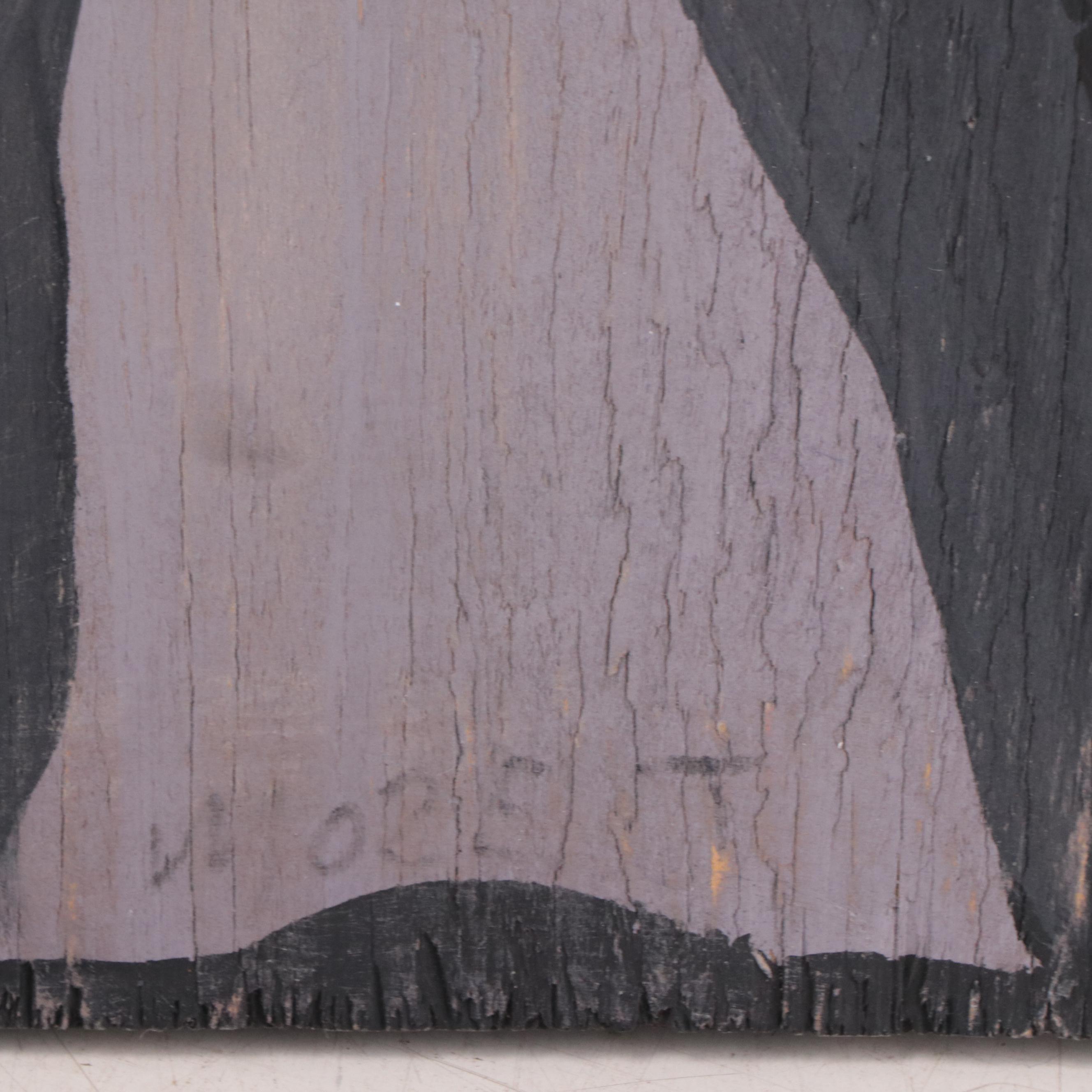 Mose Ernest Tolliver Folk Art Acrylic Painting of Self Portrait