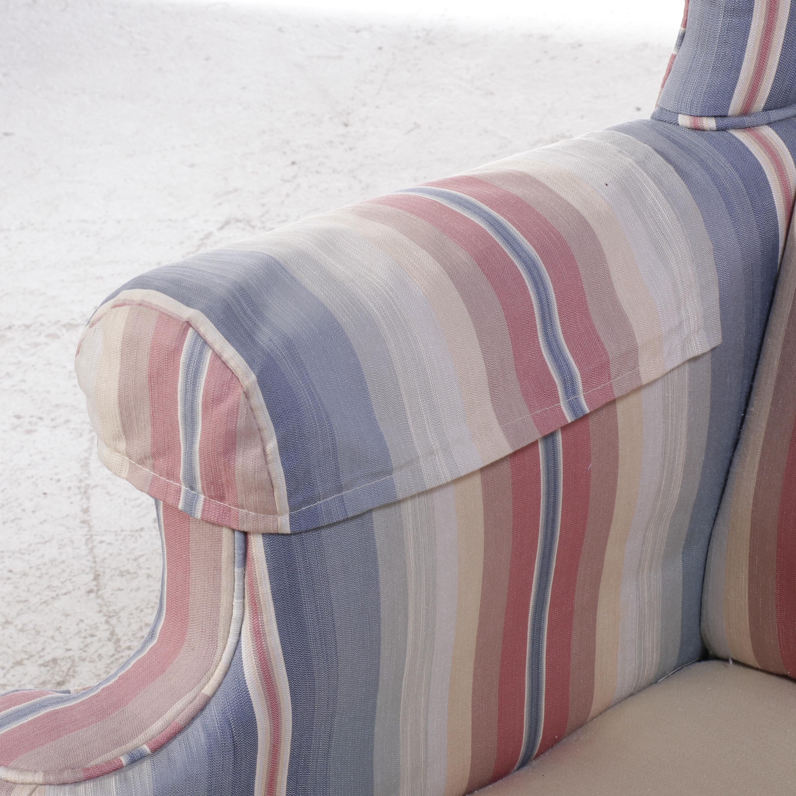 Clayton Marcus Stripe Upholstered Queen Anne Style Wingback Chair