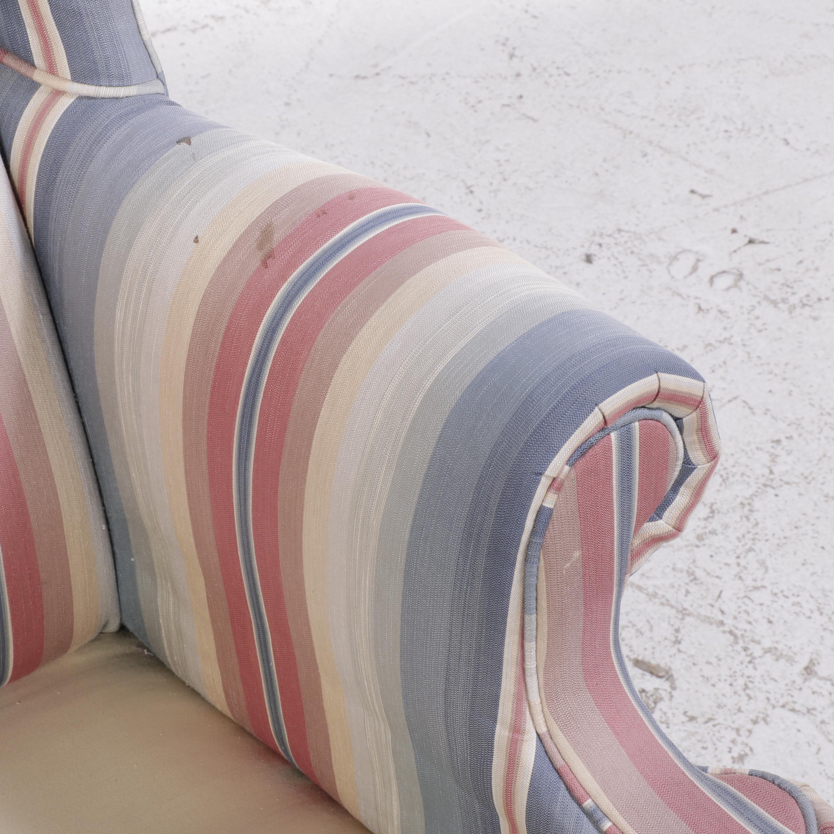 Clayton Marcus Stripe Upholstered Queen Anne Style Wingback Chair