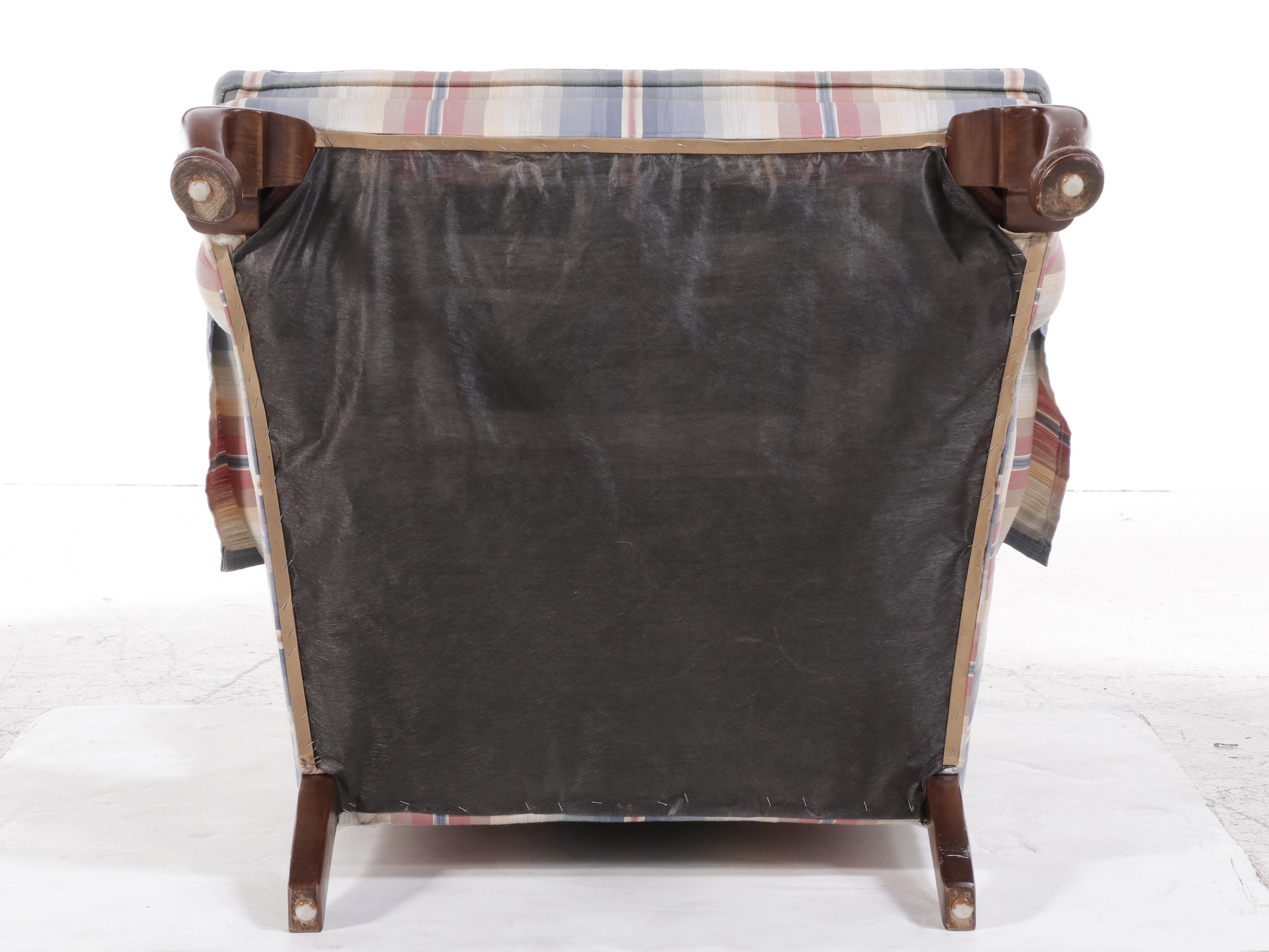 Clayton Marcus Stripe Upholstered Queen Anne Style Wingback Chair