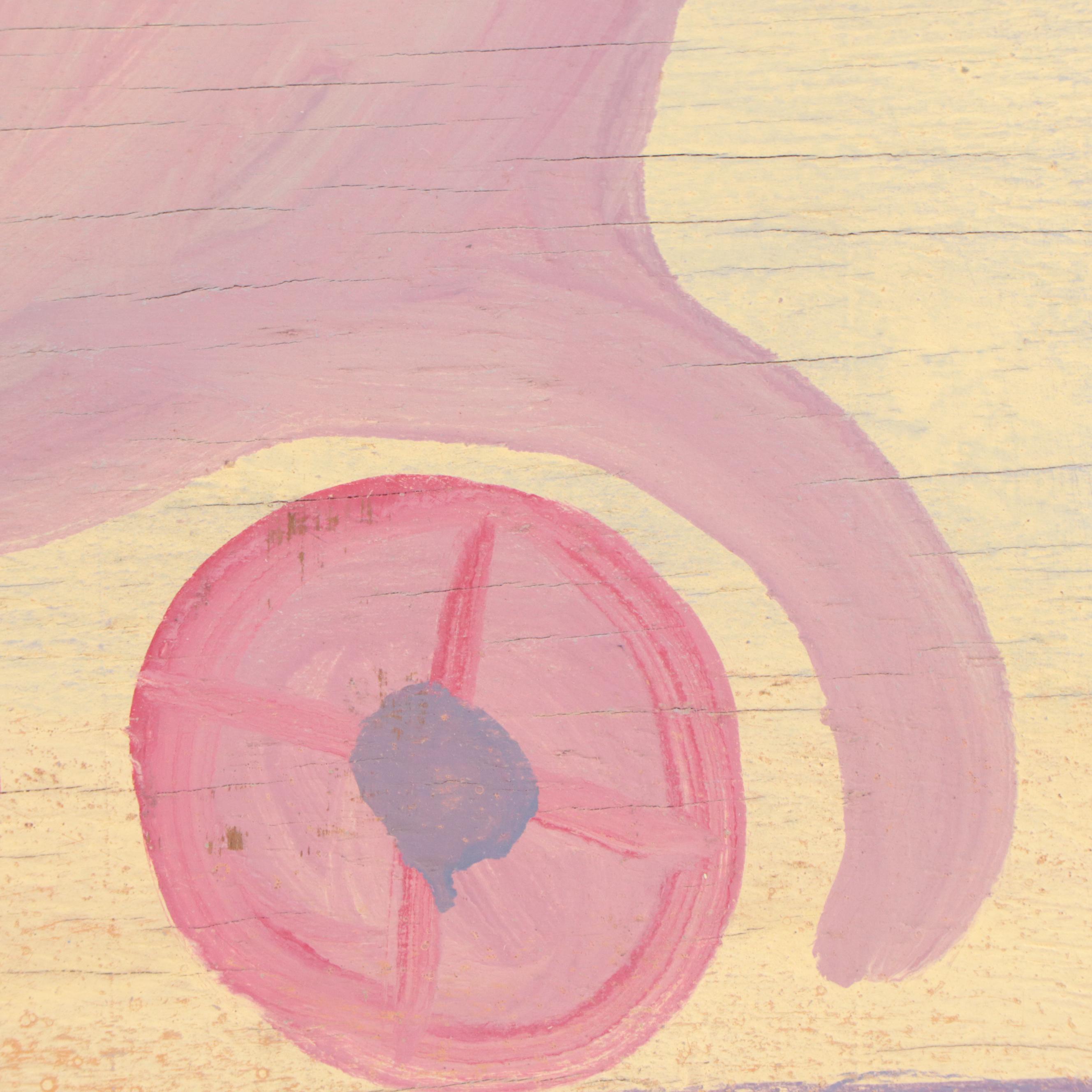 Mose Ernest Tolliver Folk Art Acrylic Painting of Figures in Vehicle