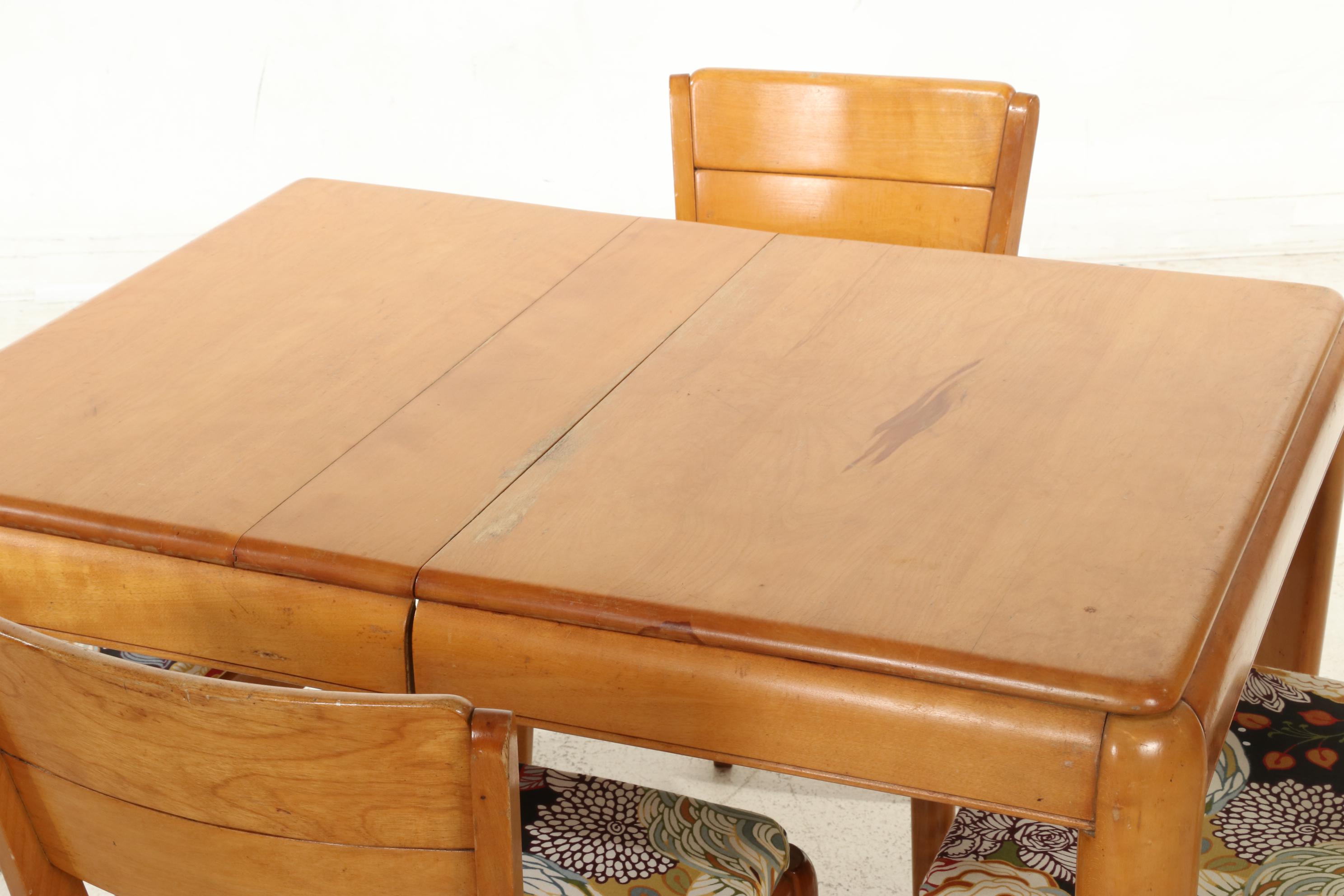 Heywood-Wakefield Birch Dining Table and Four Chairs, 1940s