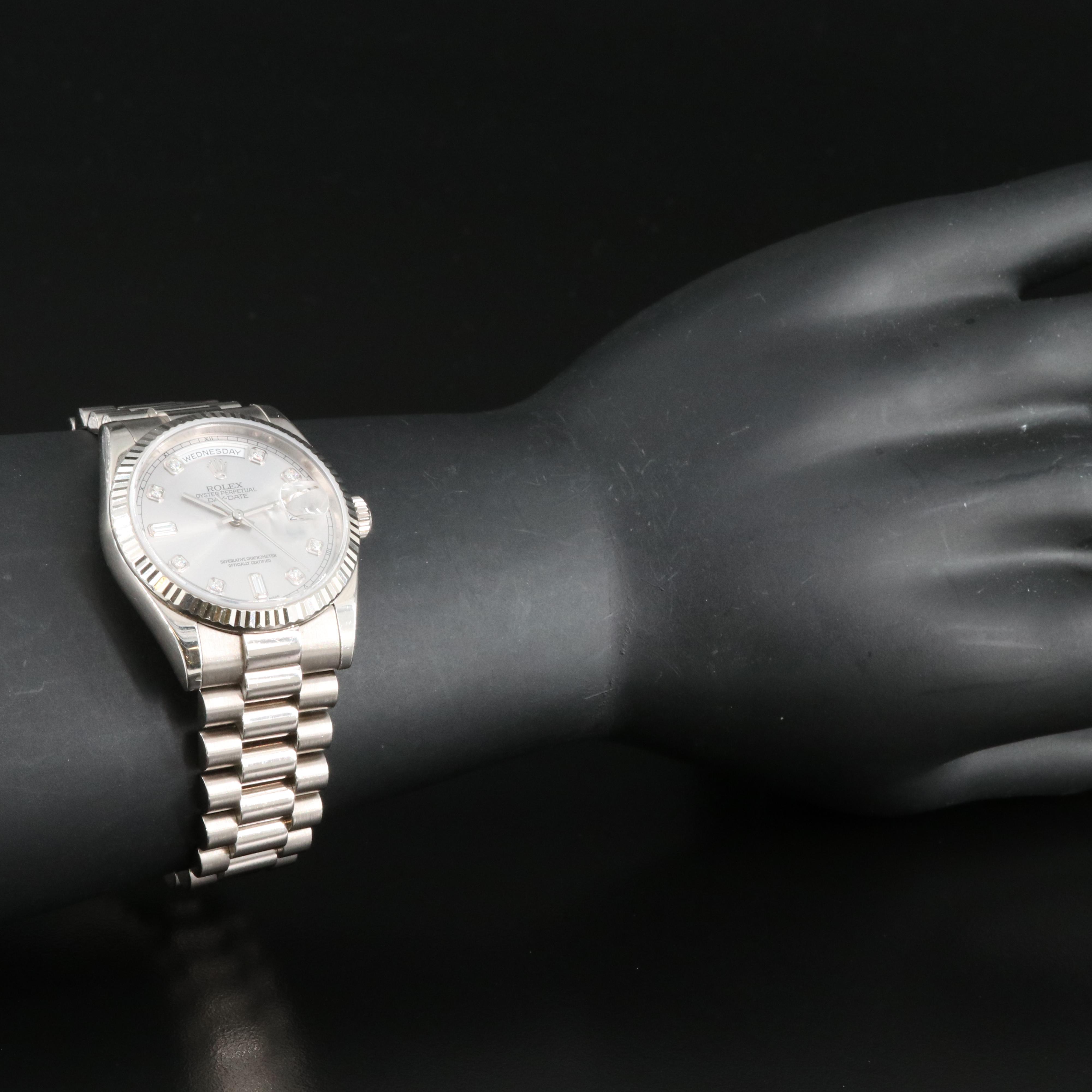 2000 Rolex President 18K Day-Date Factory Diamond Dial Watch