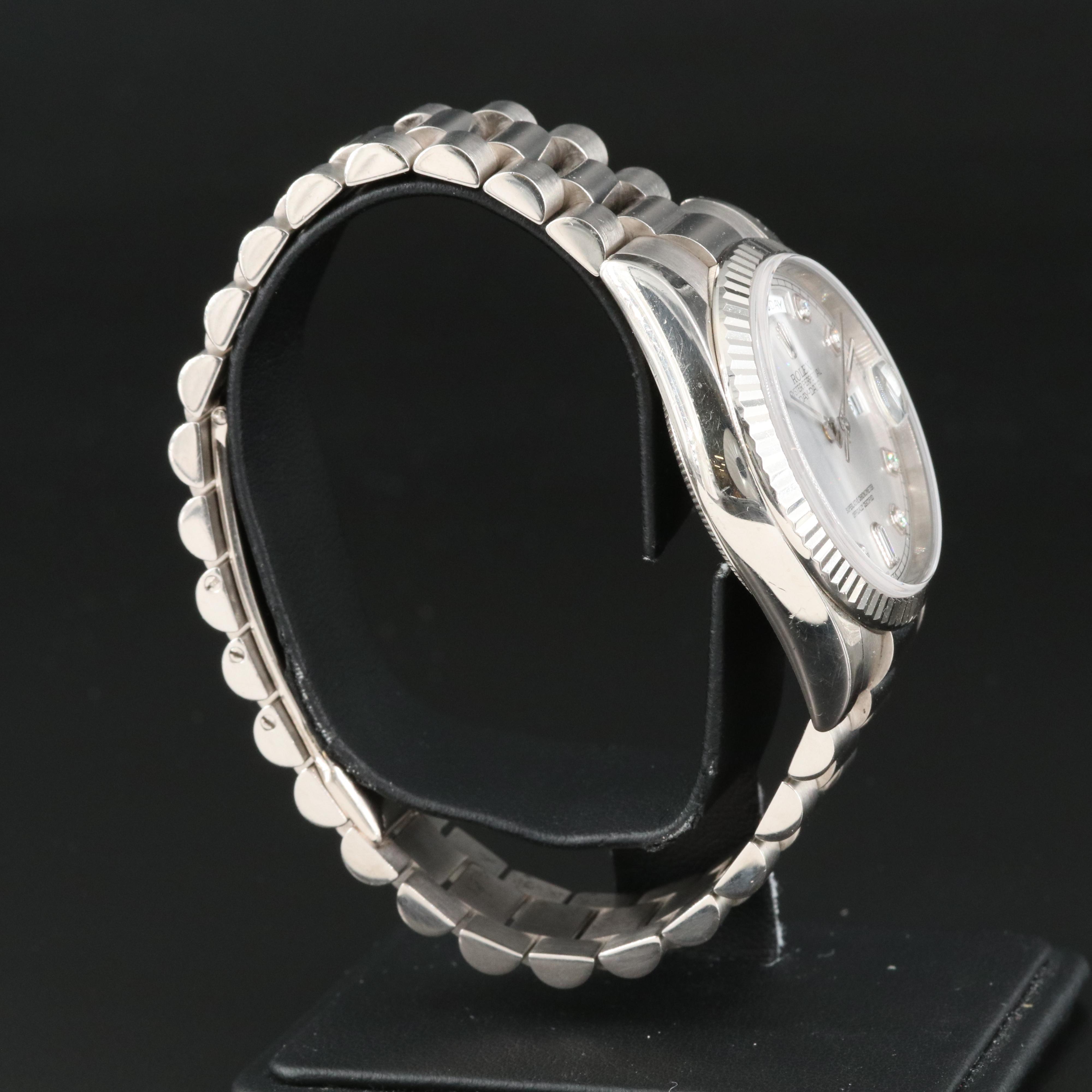 2000 Rolex President 18K Day-Date Factory Diamond Dial Watch