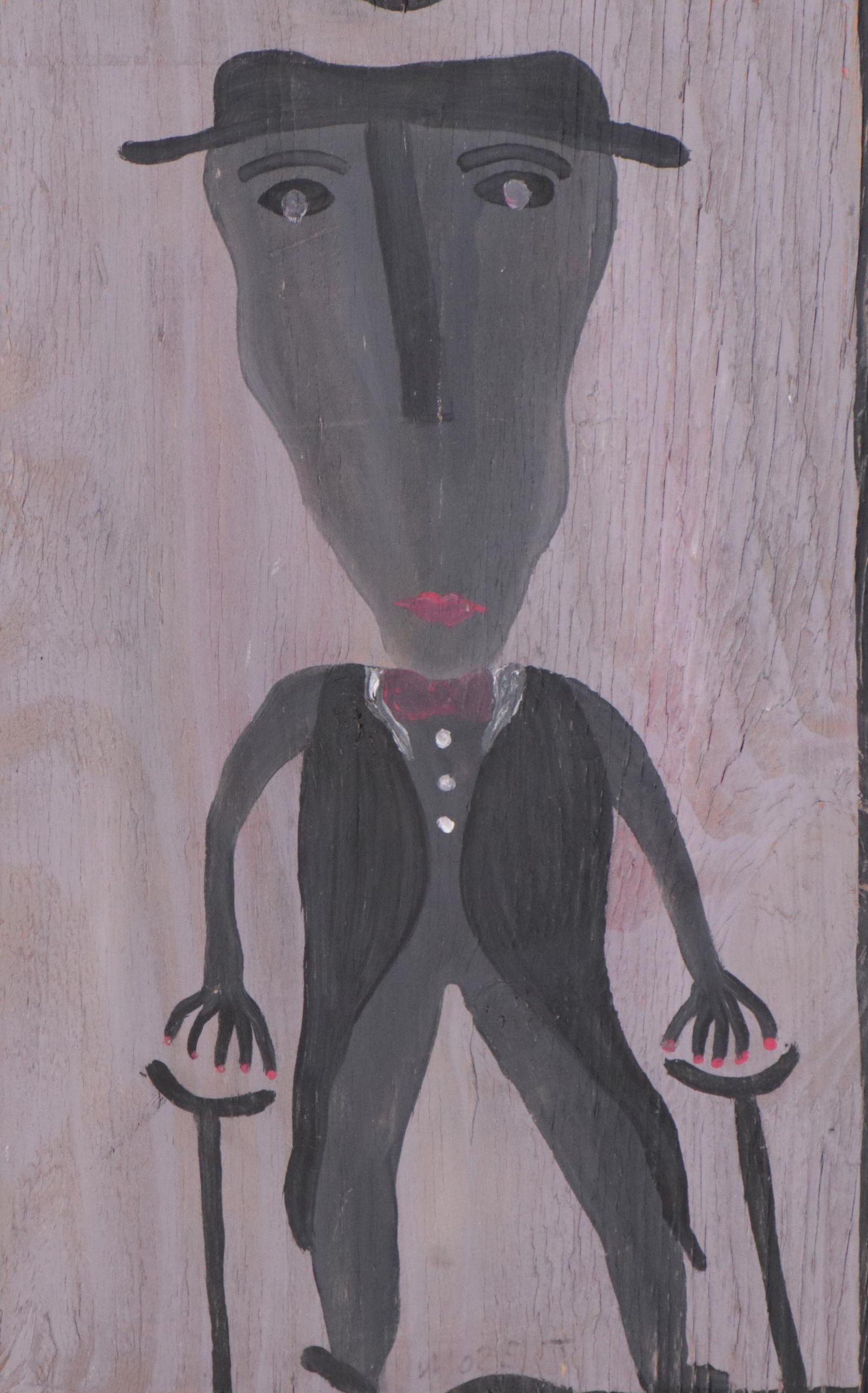 Mose Ernest Tolliver Folk Art Acrylic Painting of Self Portrait