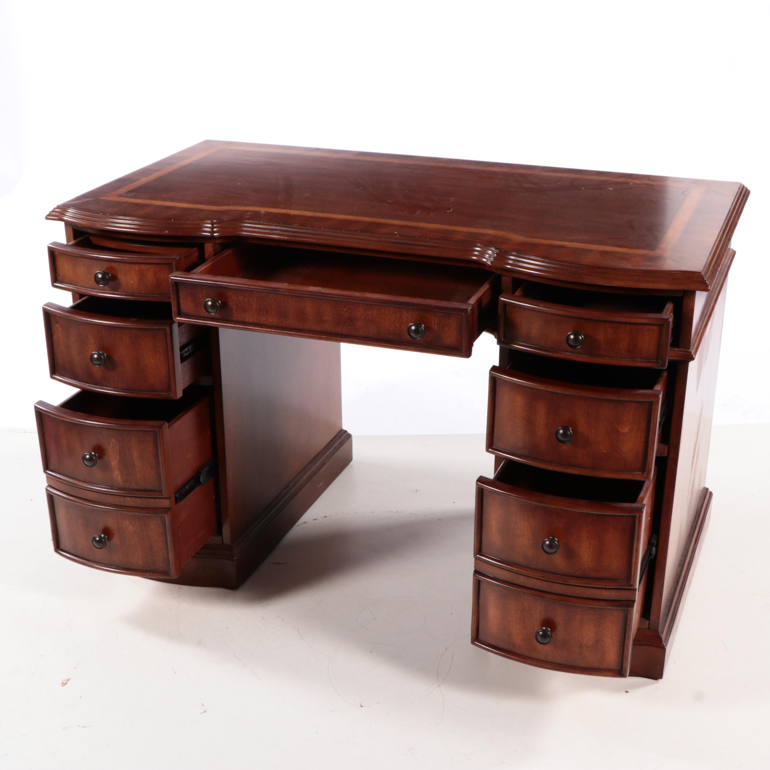 Home Meridian "Preston" Regency Style Mahogany Pedestal Desk