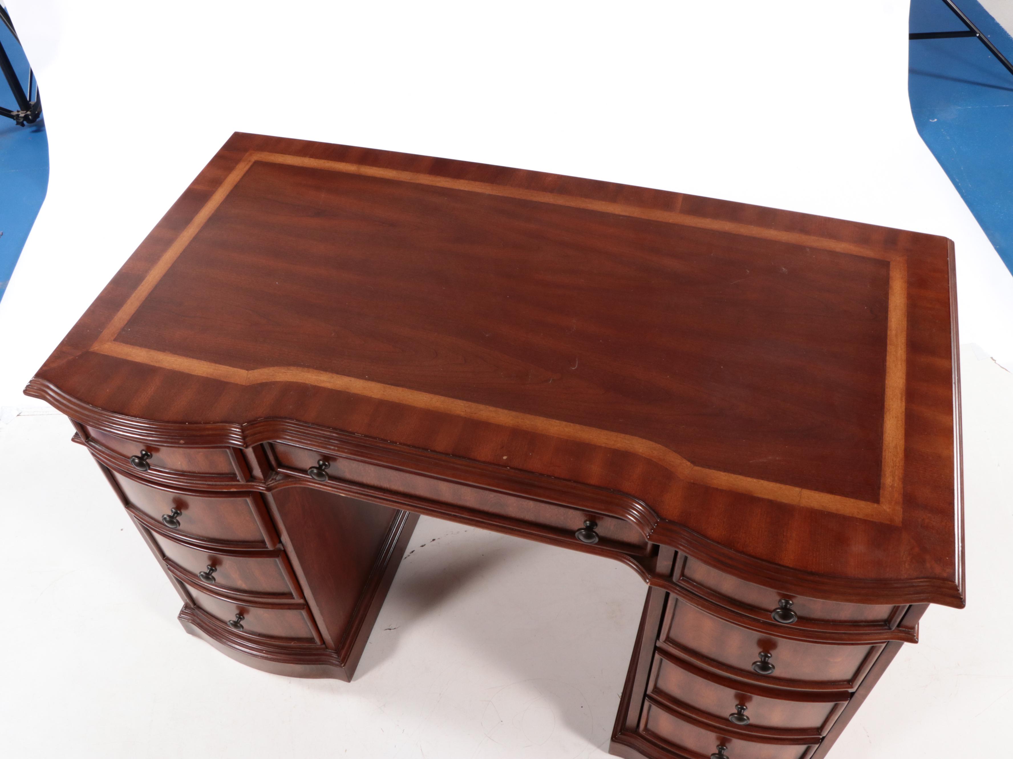 Home Meridian "Preston" Regency Style Mahogany Pedestal Desk