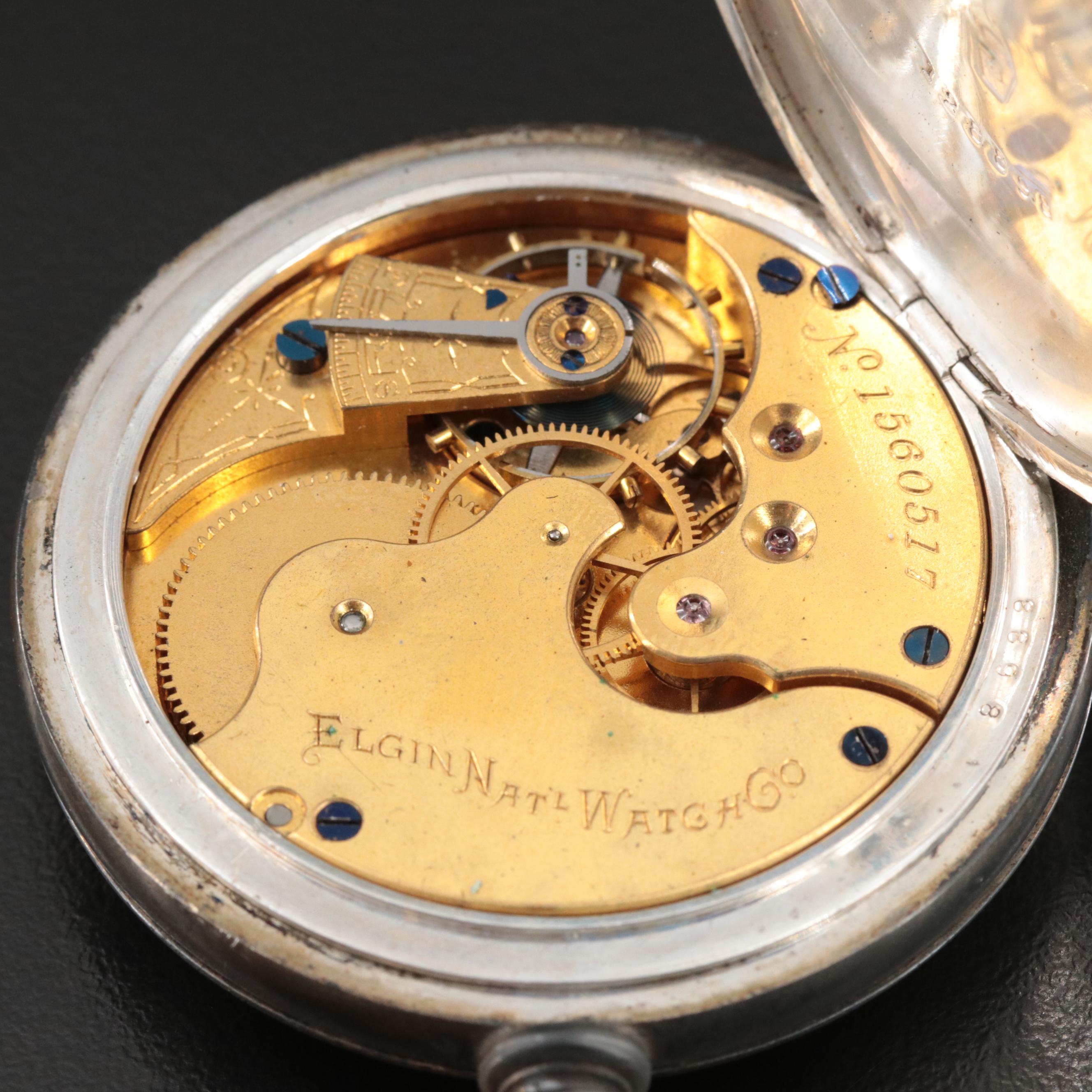 1885 Elgin Coin Silver Pocket Watch