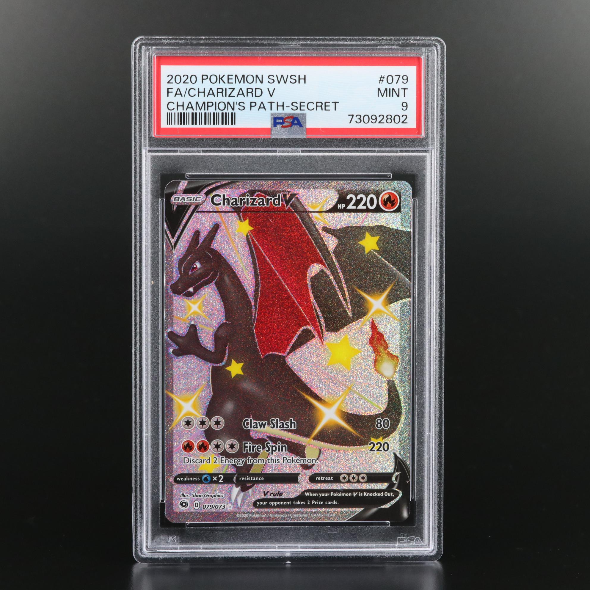 2020 Pokémon FA/Charizard V Champion's Path-Secret #79 Graded PSA MINT 9