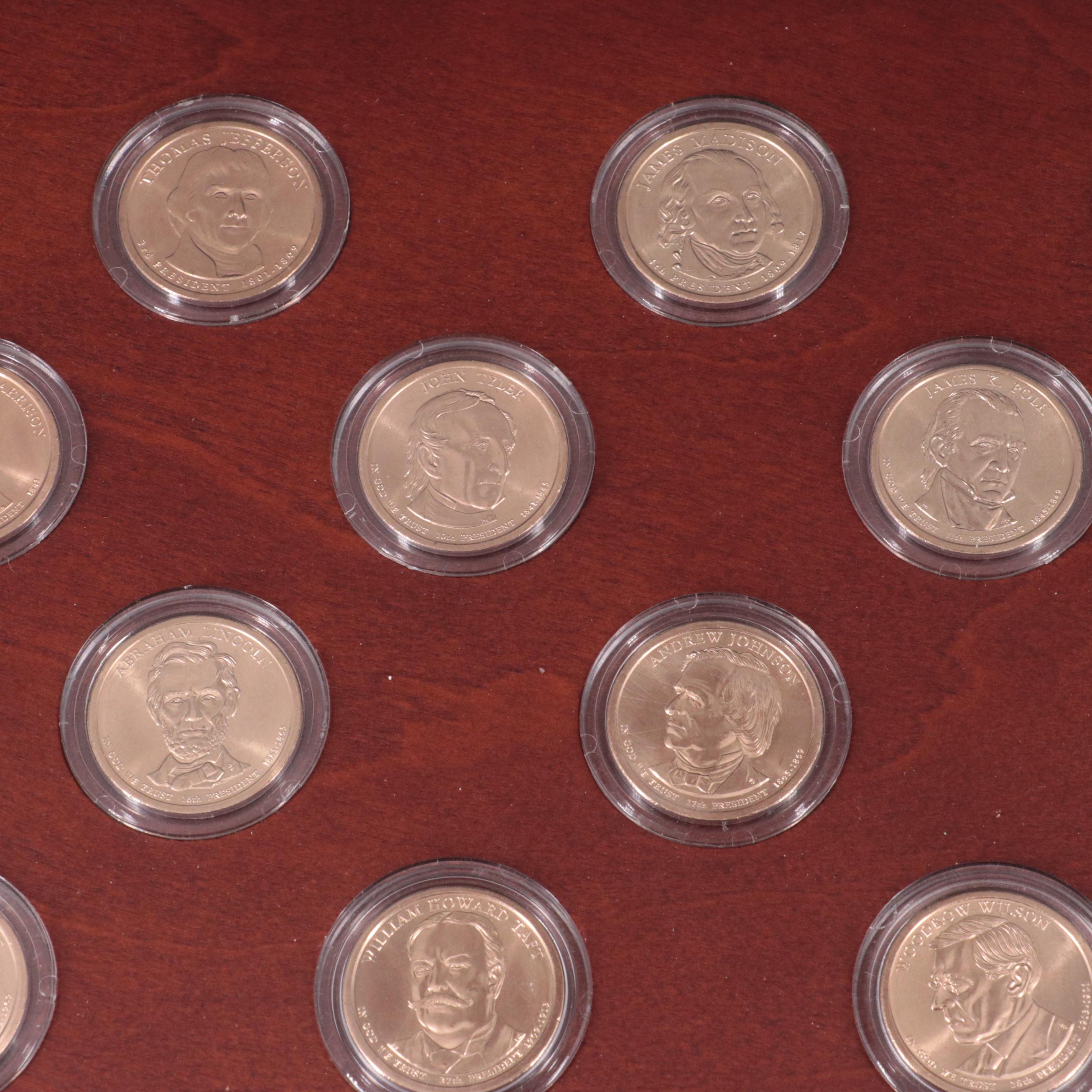 Collection of Thirty-Nine Different Presidential One Dollar Coins