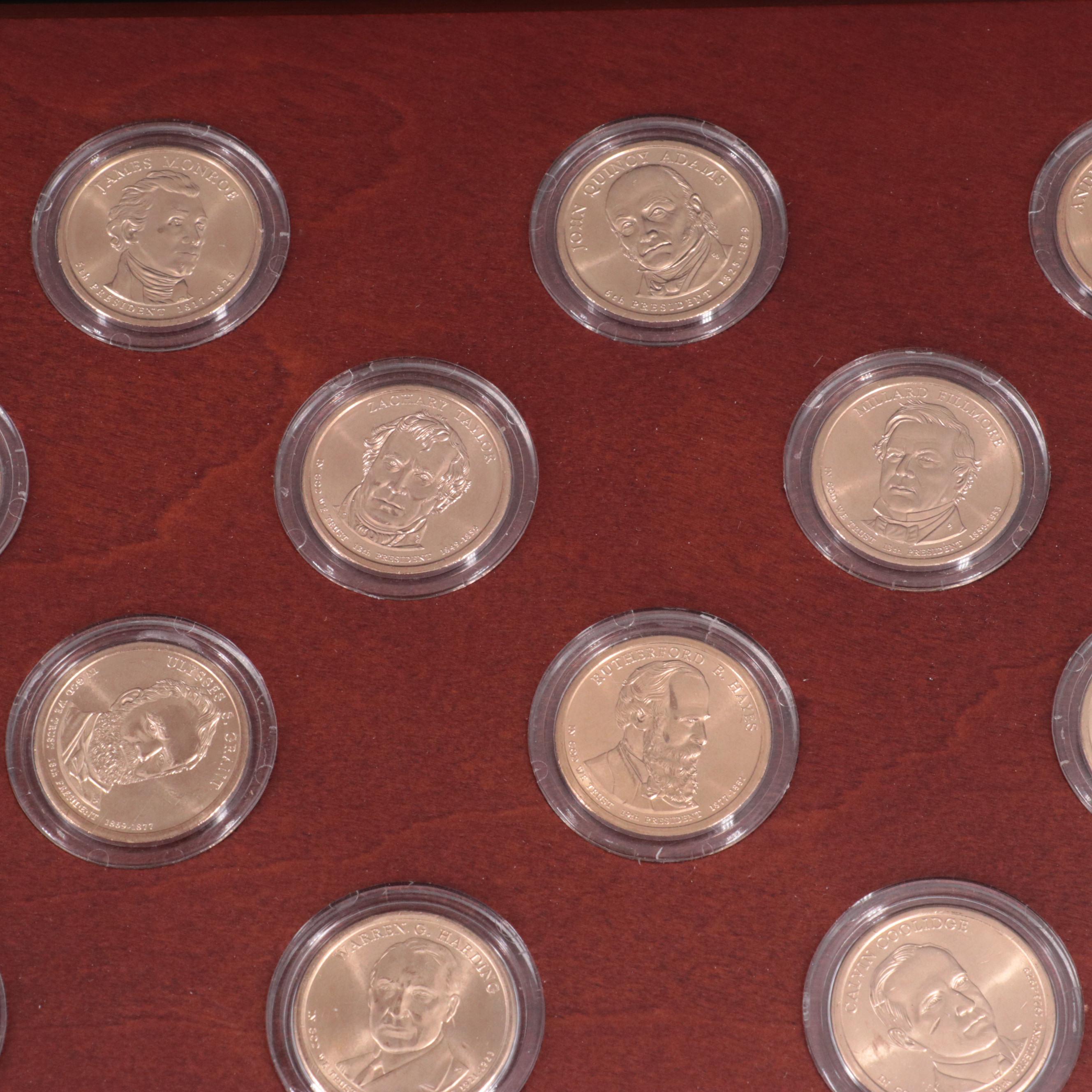 Collection of Thirty-Nine Different Presidential One Dollar Coins