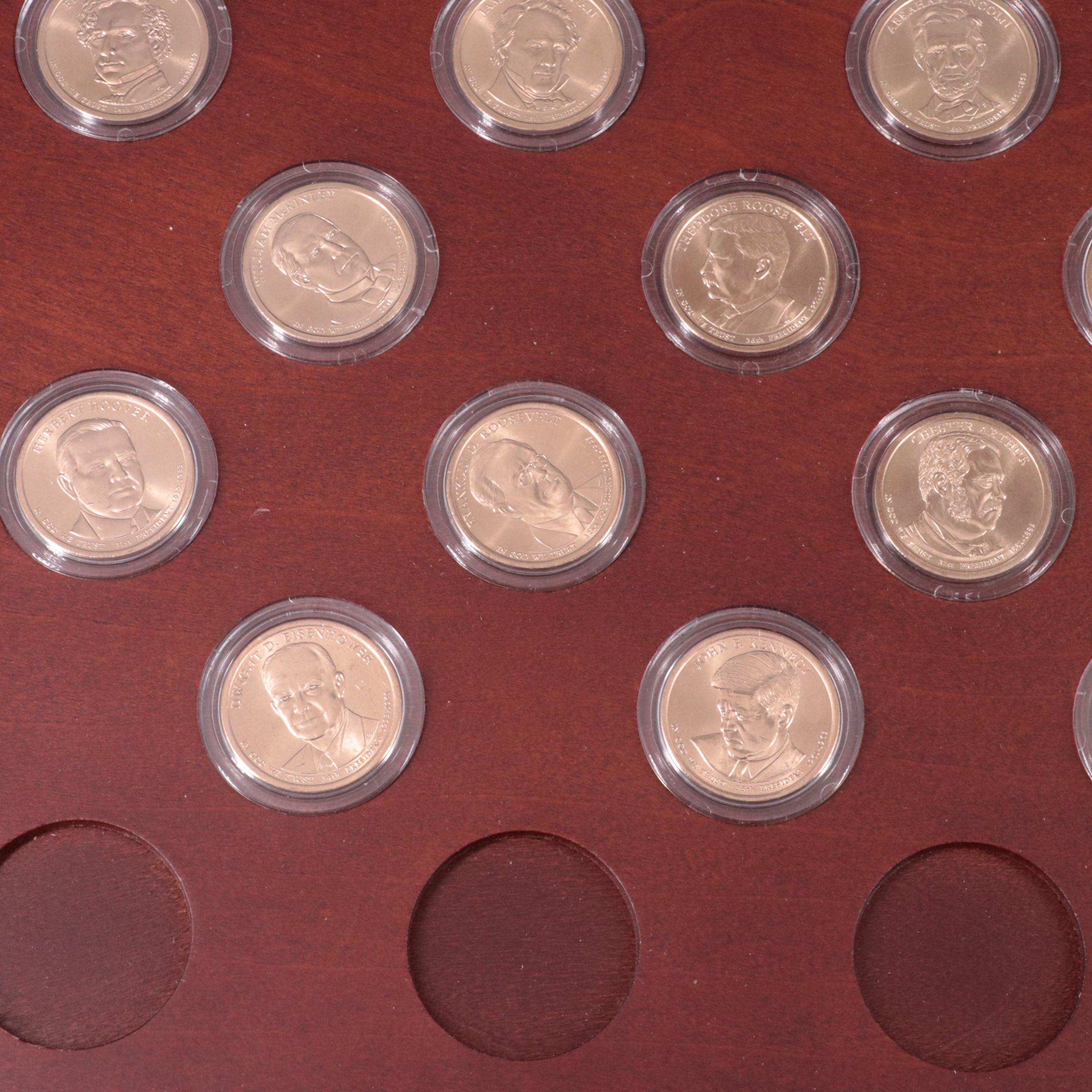 Collection of Thirty-Nine Different Presidential One Dollar Coins