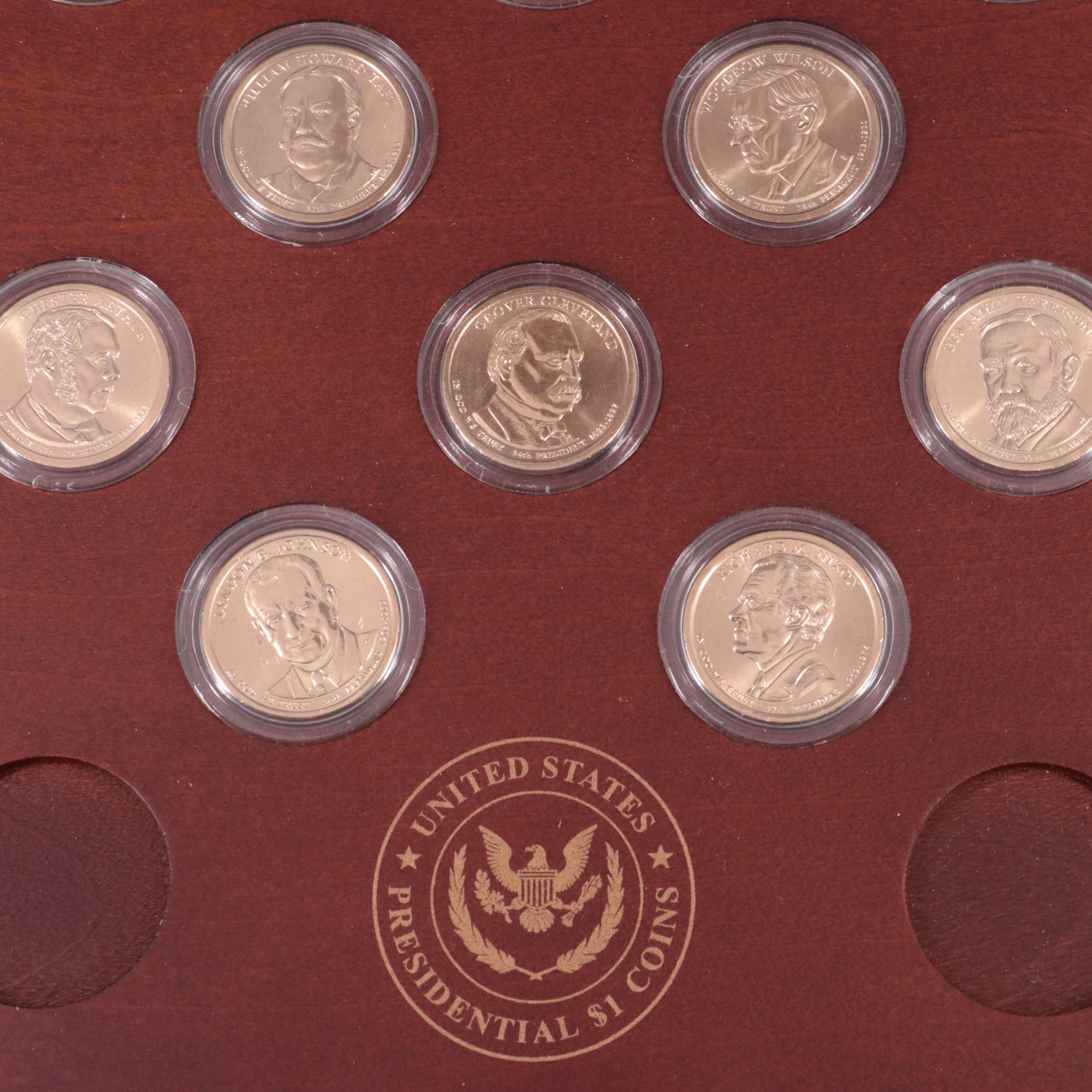 Collection of Thirty-Nine Different Presidential One Dollar Coins