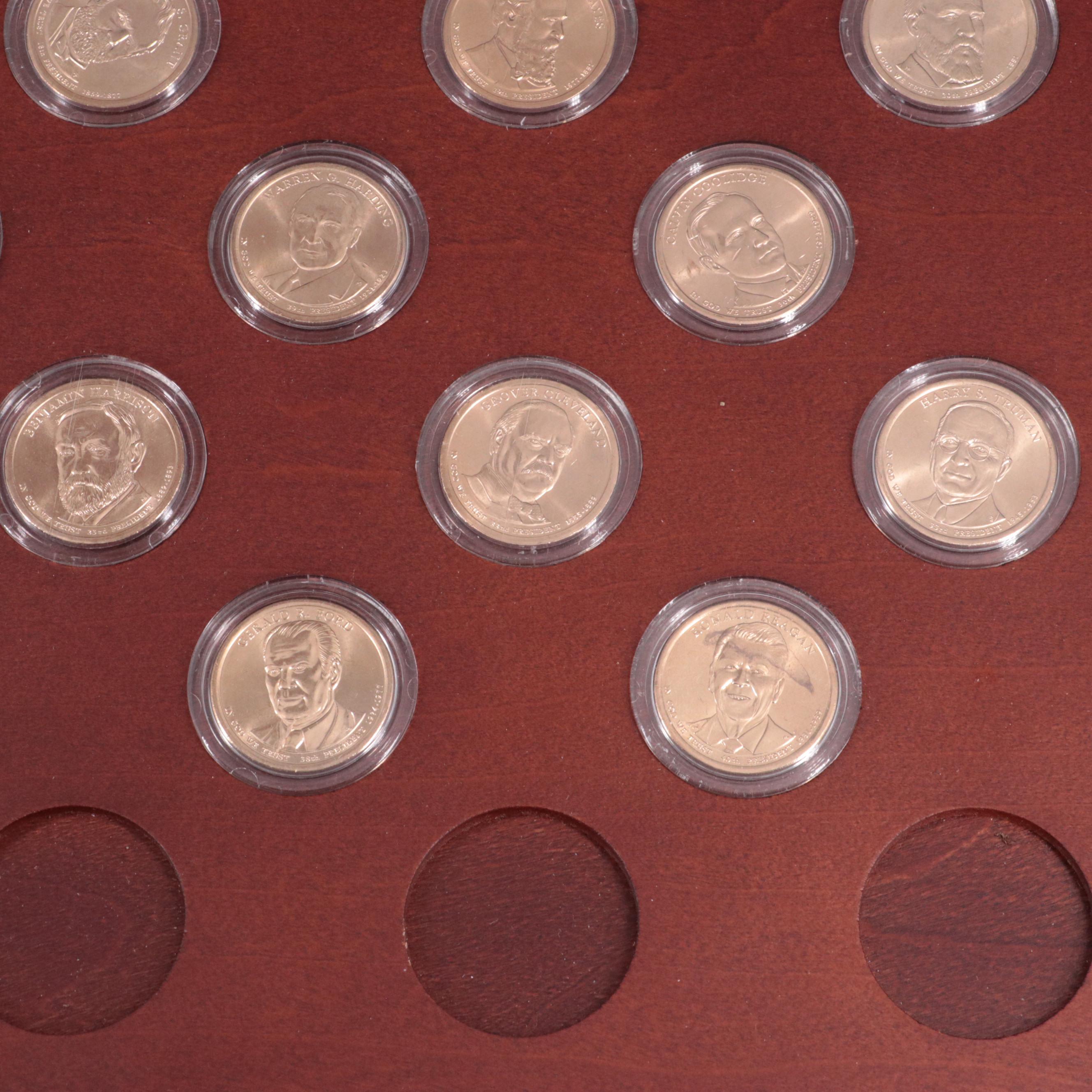 Collection of Thirty-Nine Different Presidential One Dollar Coins