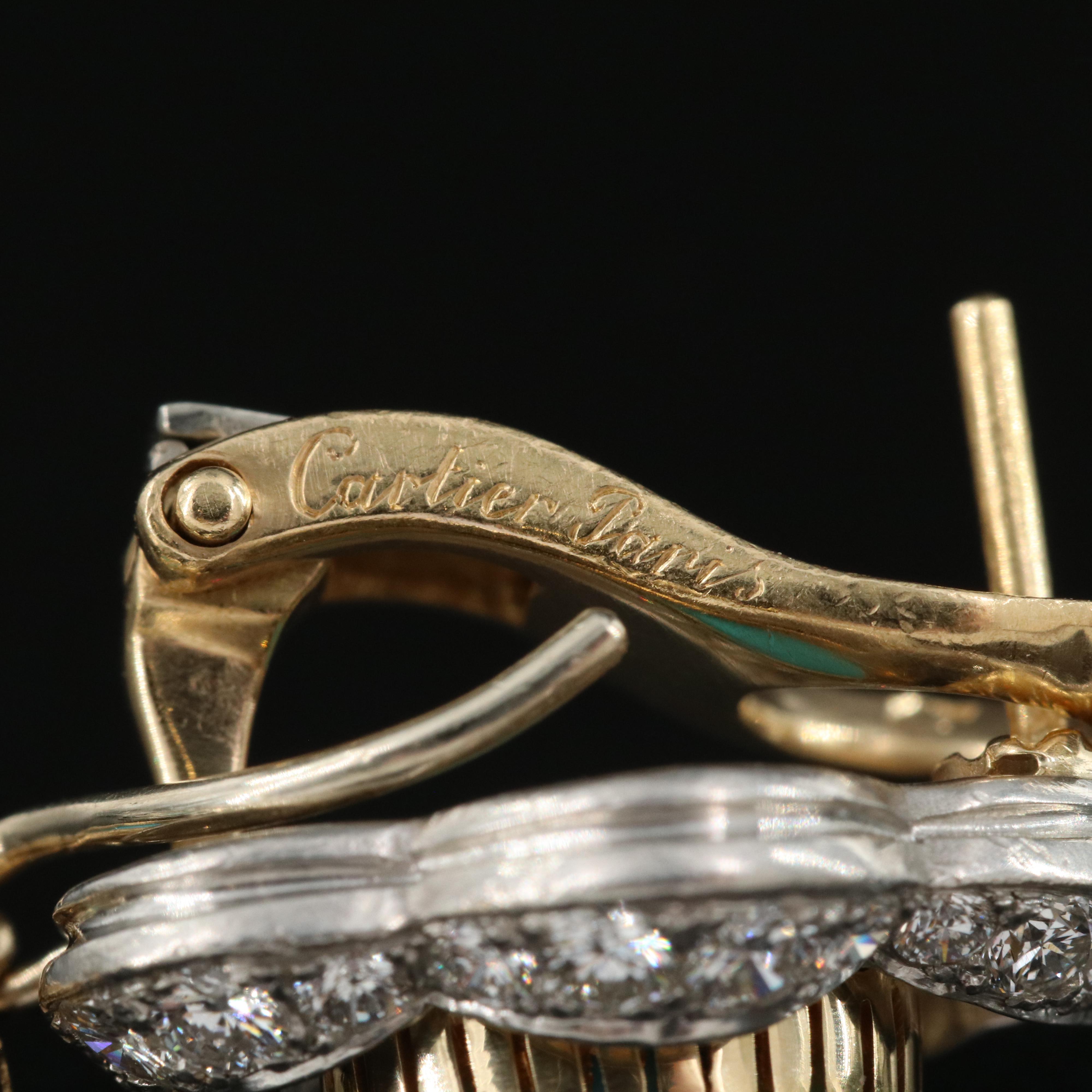 Cartier 18K and Platinum Turquoise and 3.97 CTW Diamond Day and Night Earrings