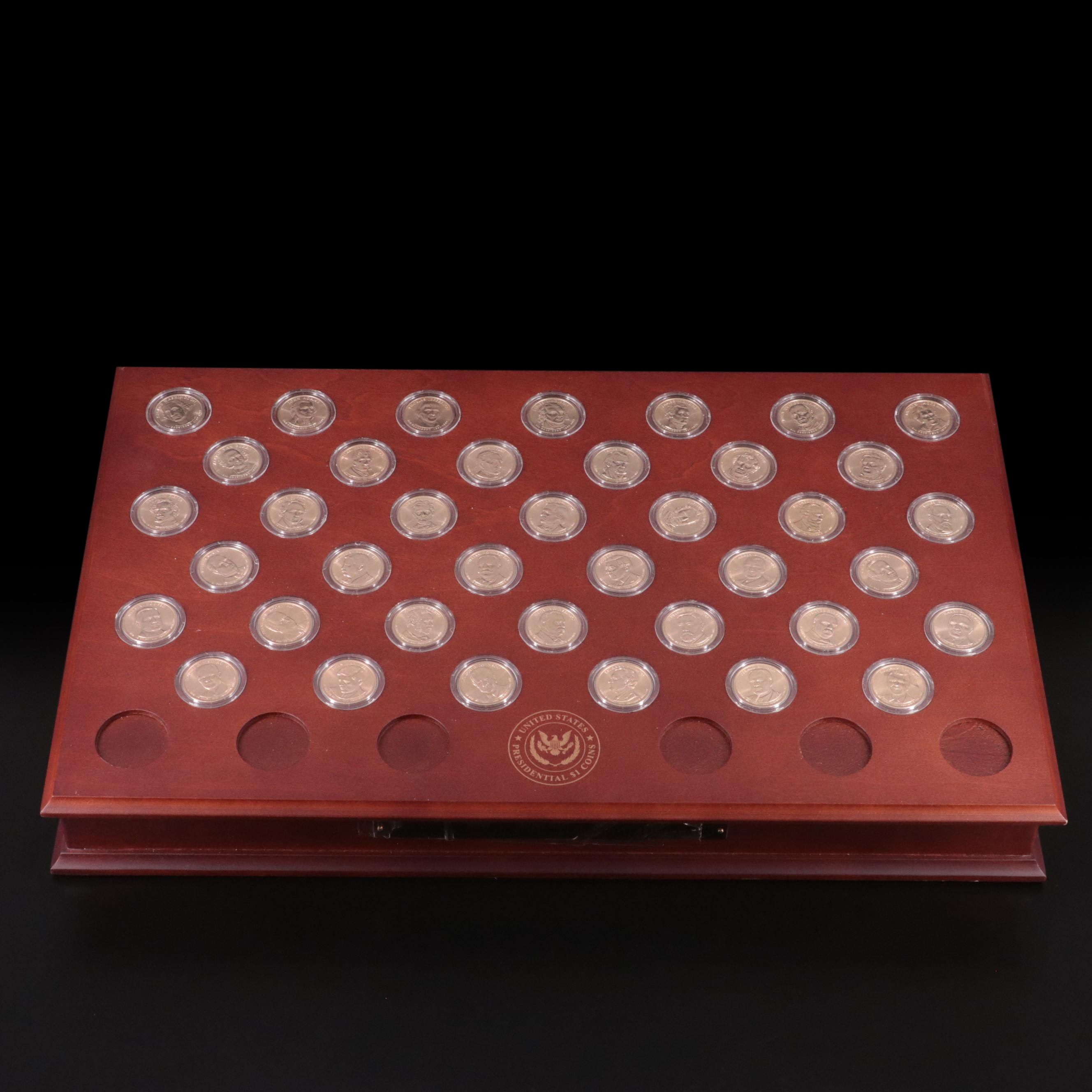 Collection of Thirty-Nine Different Presidential One Dollar Coins