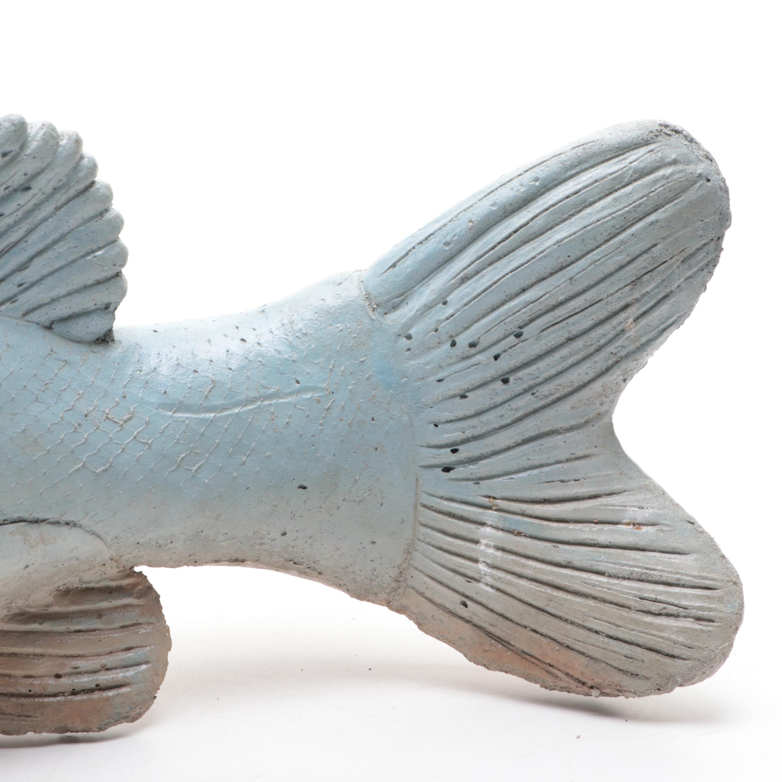 Ray Risner Painted Concrete Outdoor Muskie Fish Sculpture, 2016 EBTH